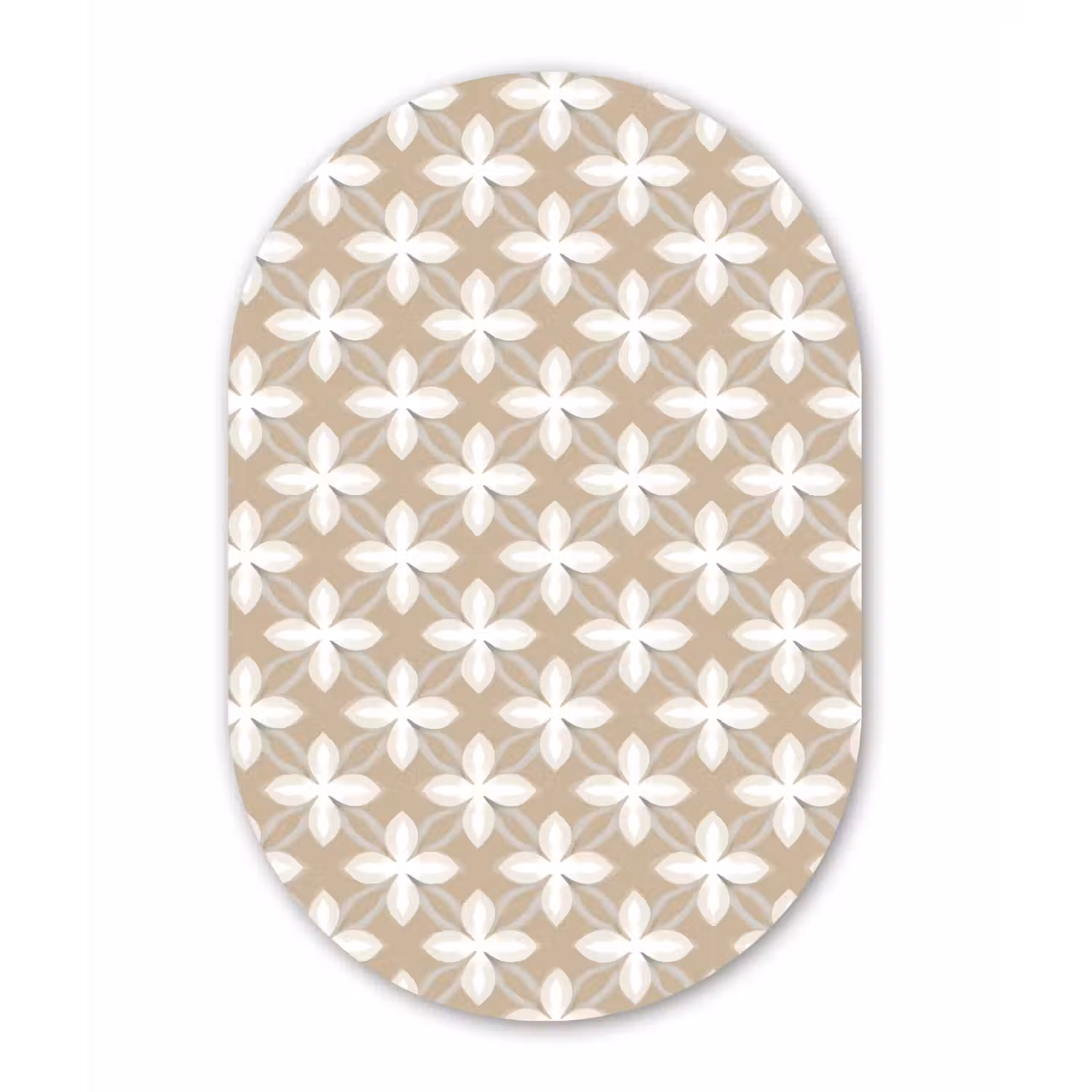 Patroon - Symmetrisch - Beige Wandcirkel Ovaal Aluminium middel 839 -3d