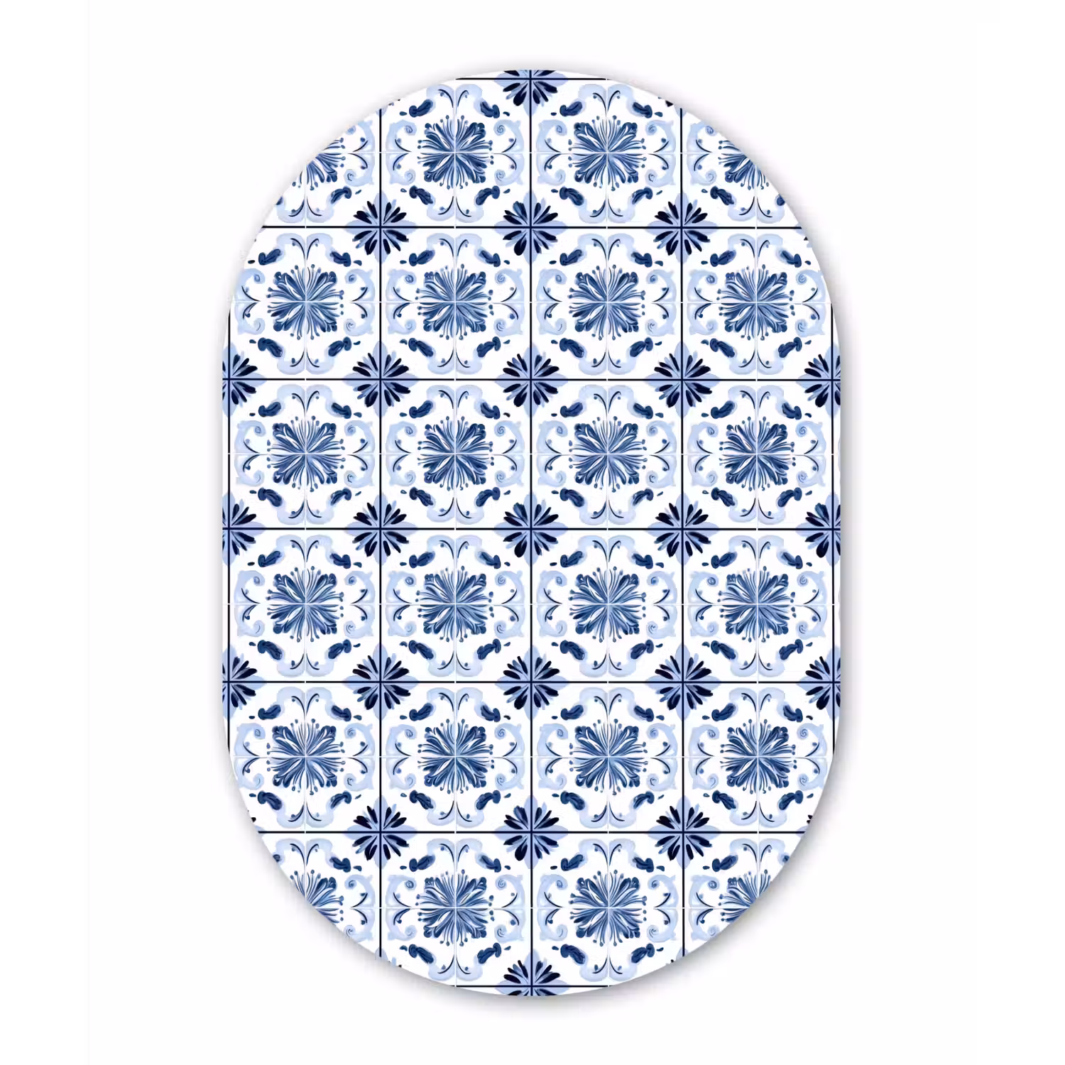 Patroon - Tegel - Blauw Wandcirkel Ovaal Aluminium middel 839 -3d