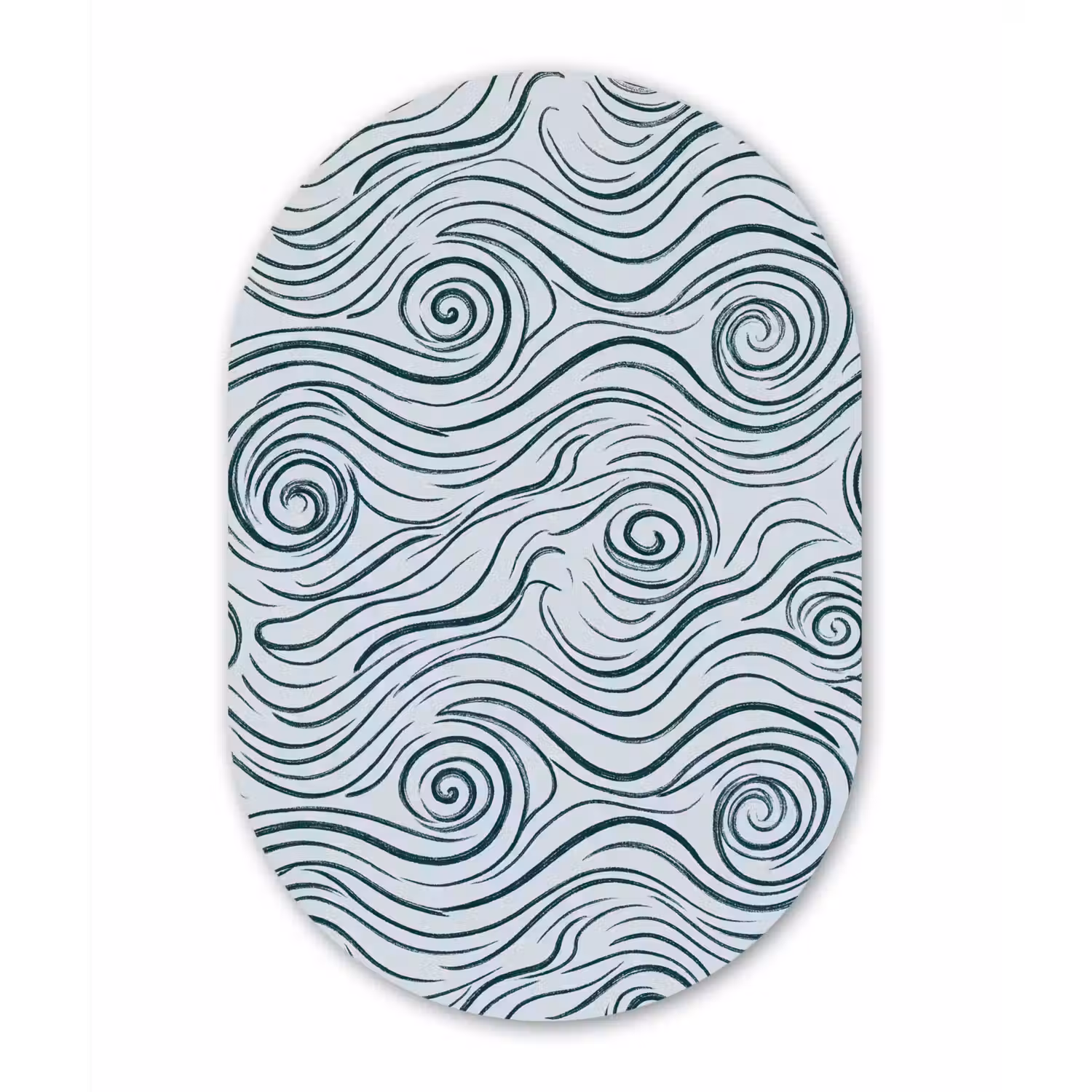 Patroon - Golven - Abstract - Modern - Blauw Wandcirkel Ovaal Aluminium middel -3d