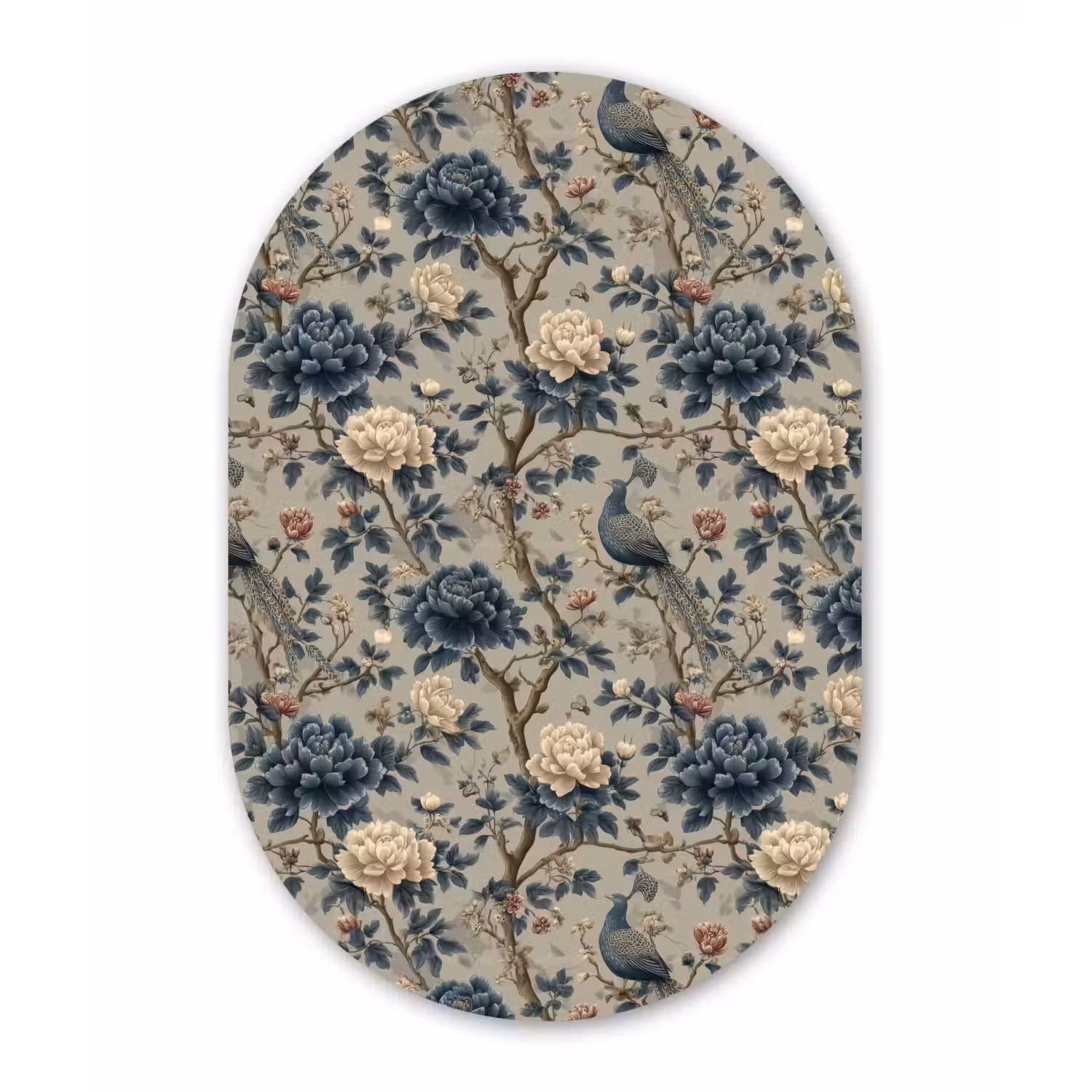 Pauw - Bloemen - Blauw Wandcirkel Ovaal Aluminium middel 839 -3d