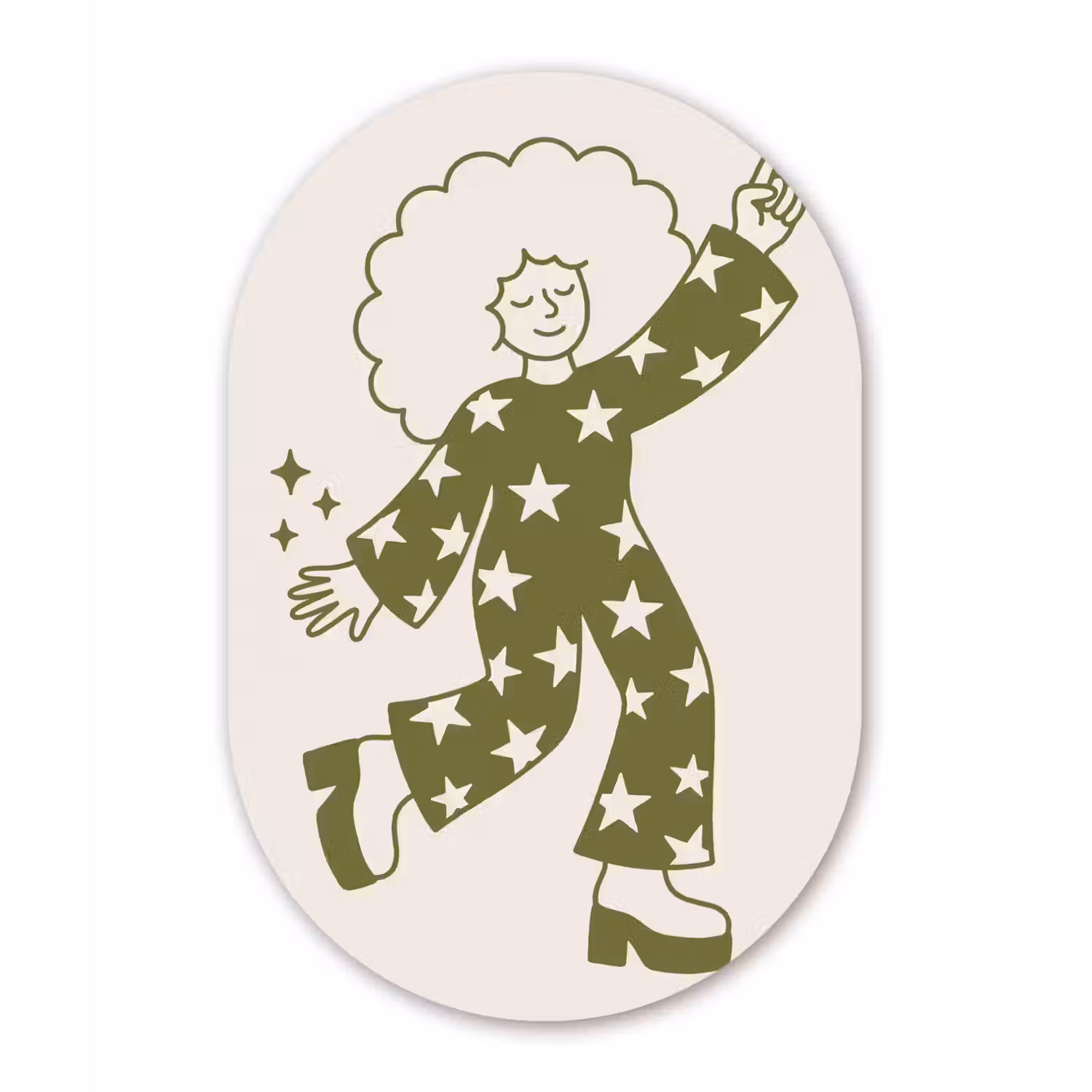 Mensen - Dansend - Feest - Vintage - Groen Wandcirkel Ovaal Aluminium middel -3d
