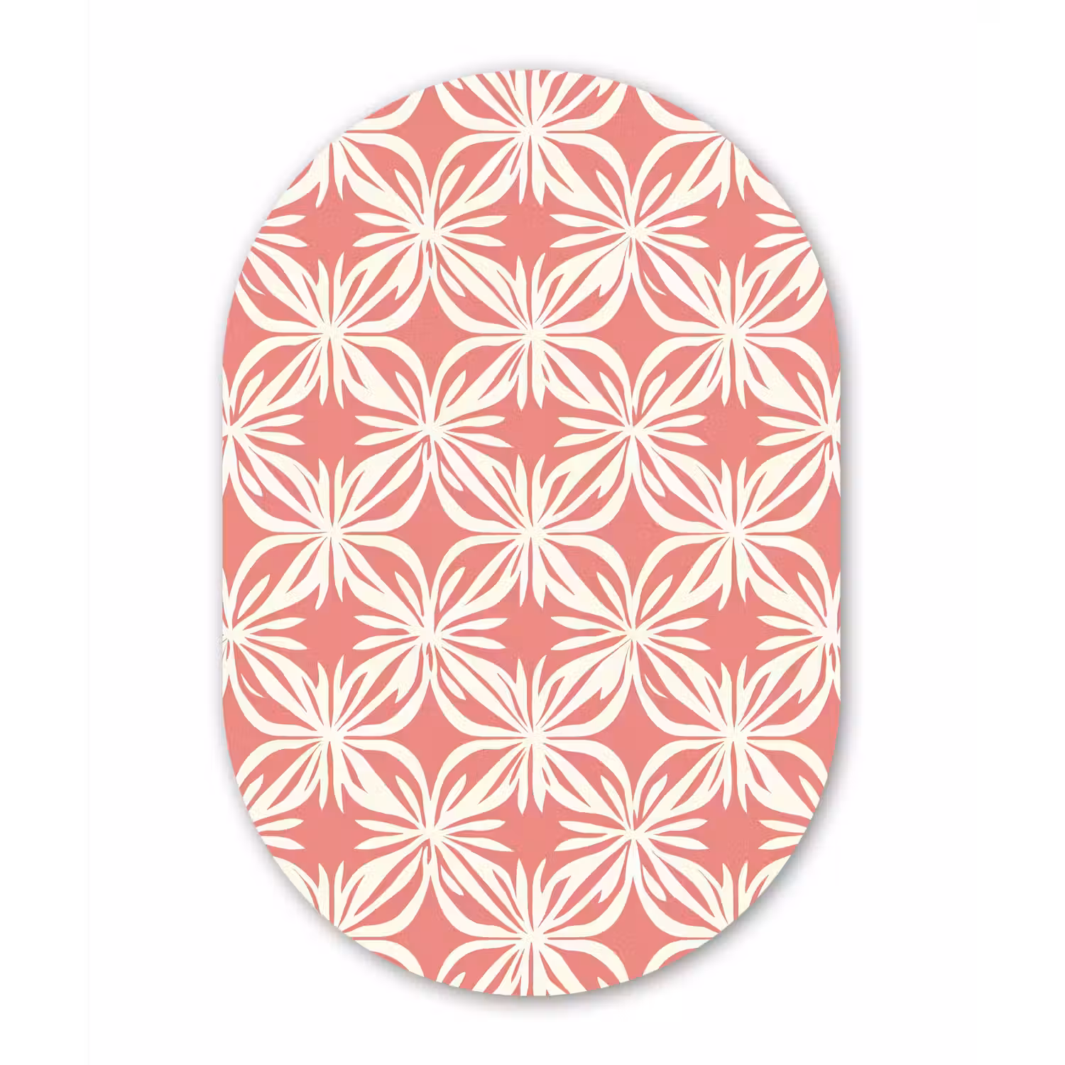 Roze - Bloemenmotief - Wit - Modern Wandcirkel Ovaal Aluminium middel 839 -3d