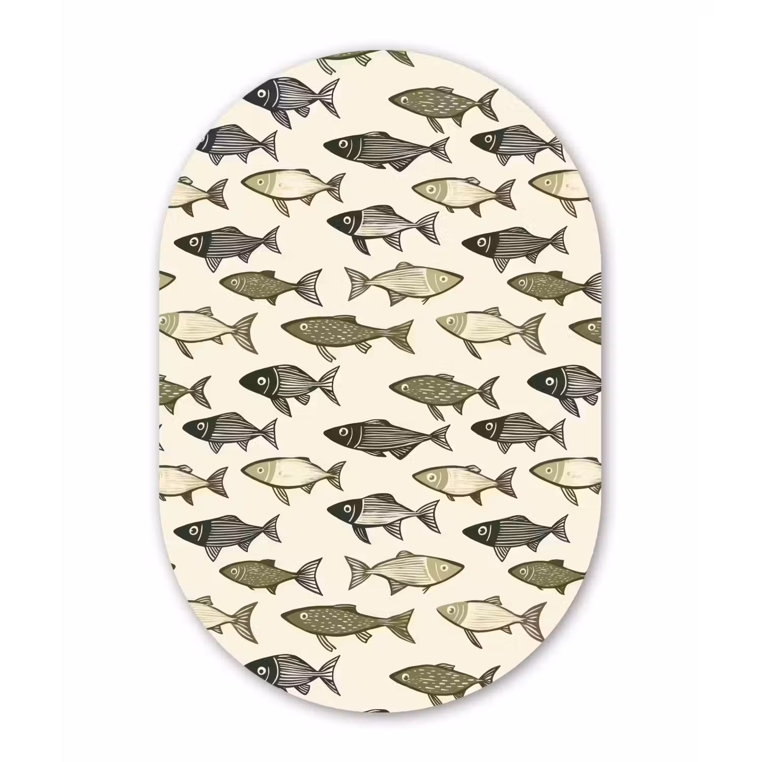 Vissen - Klassiek - Groen Wandcirkel Ovaal Aluminium middel 839 -3d