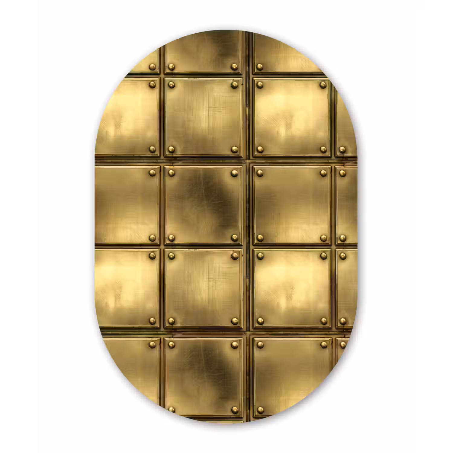 Platen - Industrieel - Stoer - Goud Wandcirkel Ovaal Aluminium middel 839 -3d