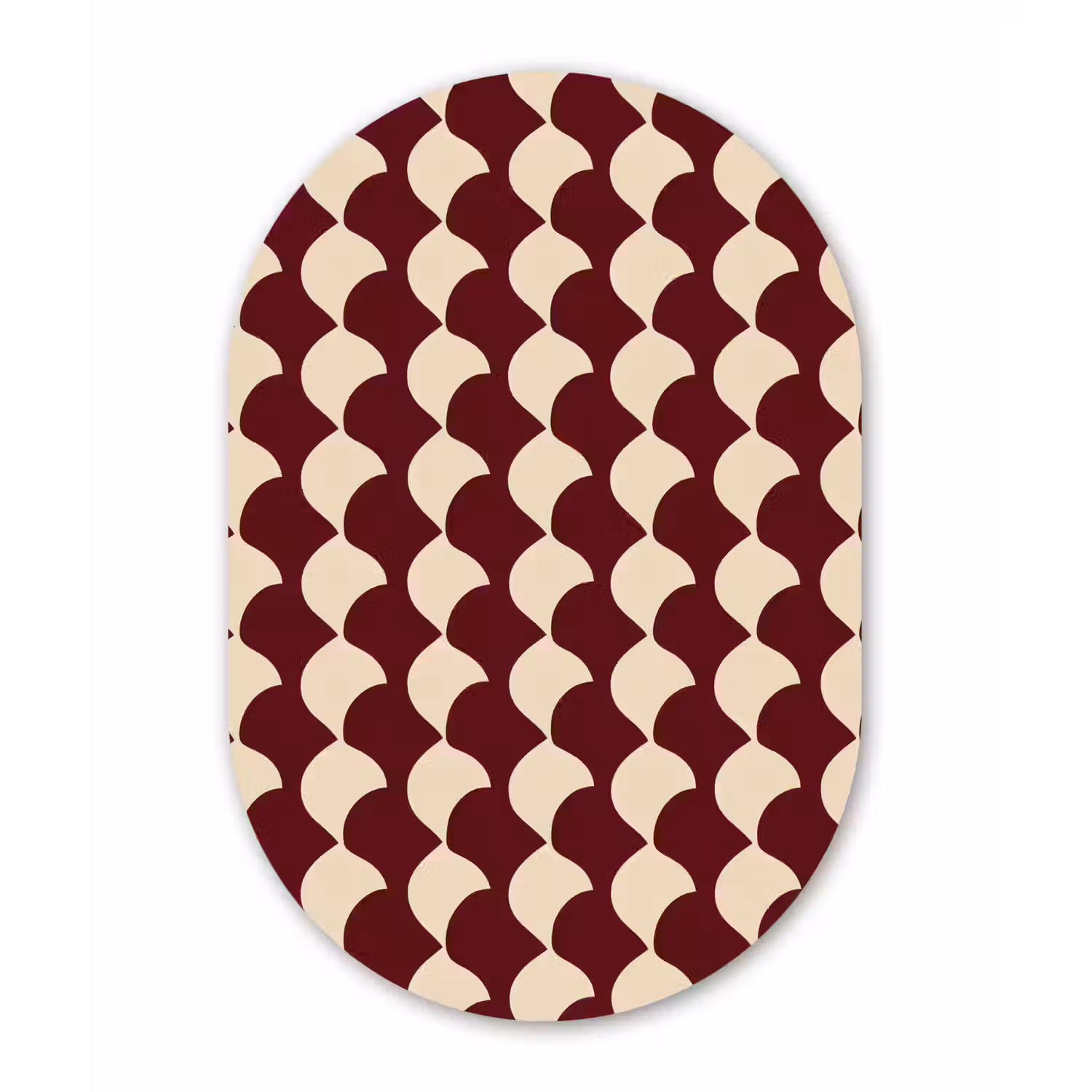 Rood - Tegelpatroon - Crème Wandcirkel Ovaal Aluminium middel 839 -3d