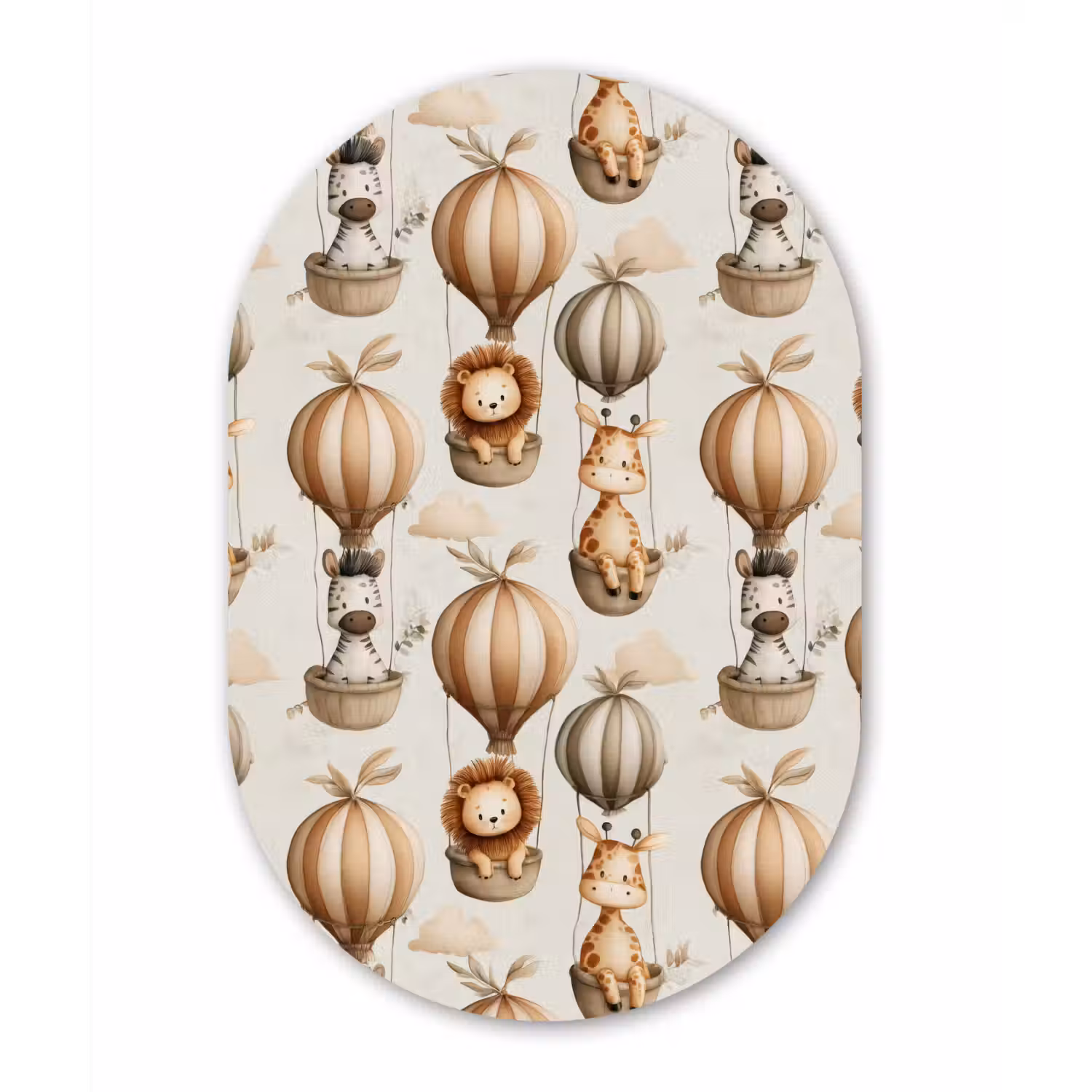 Safari - Luchtballonen - Taupe Wandcirkel Ovaal Aluminium middel 839 -3d