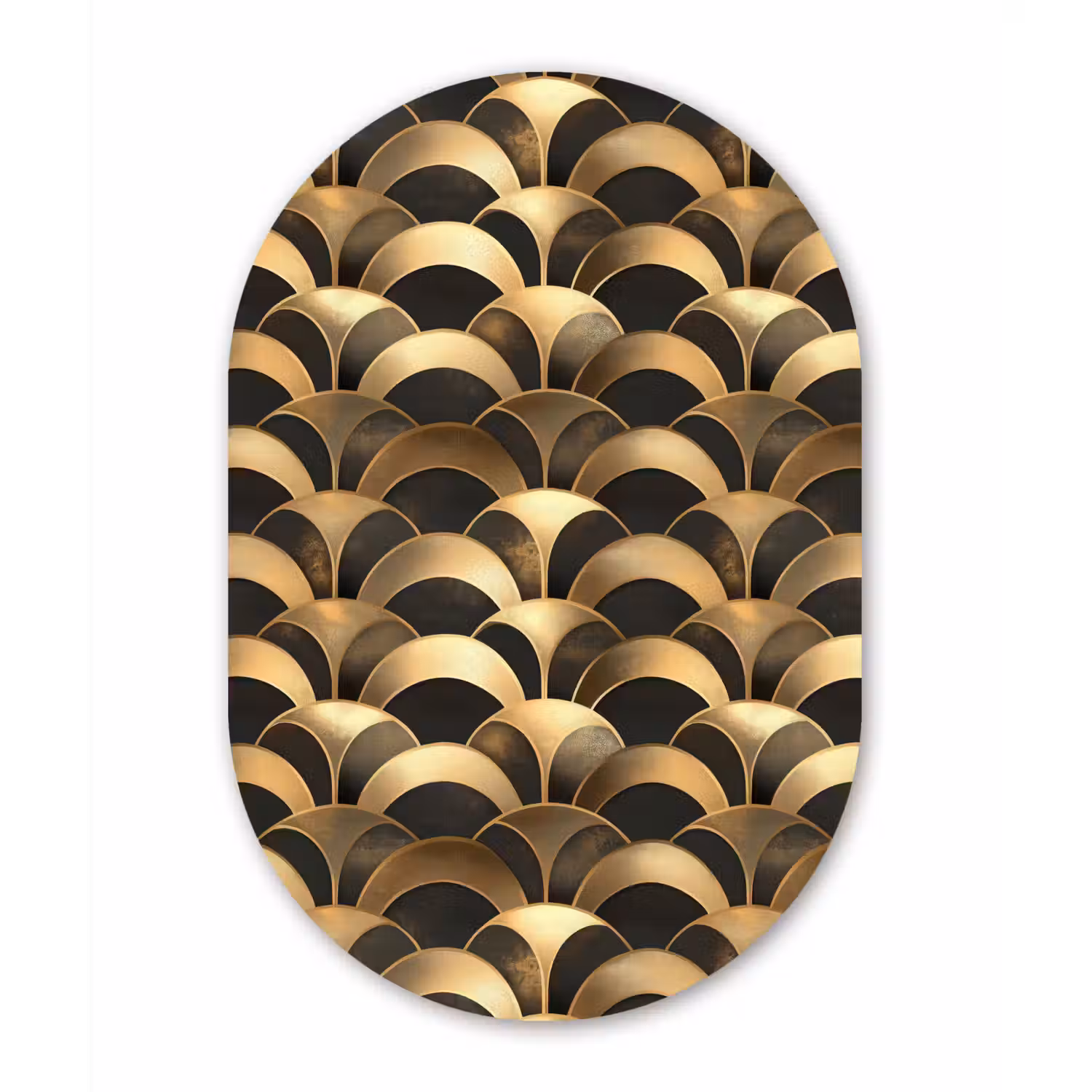 Schubben - Structuur - Goud Wandcirkel Ovaal Aluminium middel 839 -3d