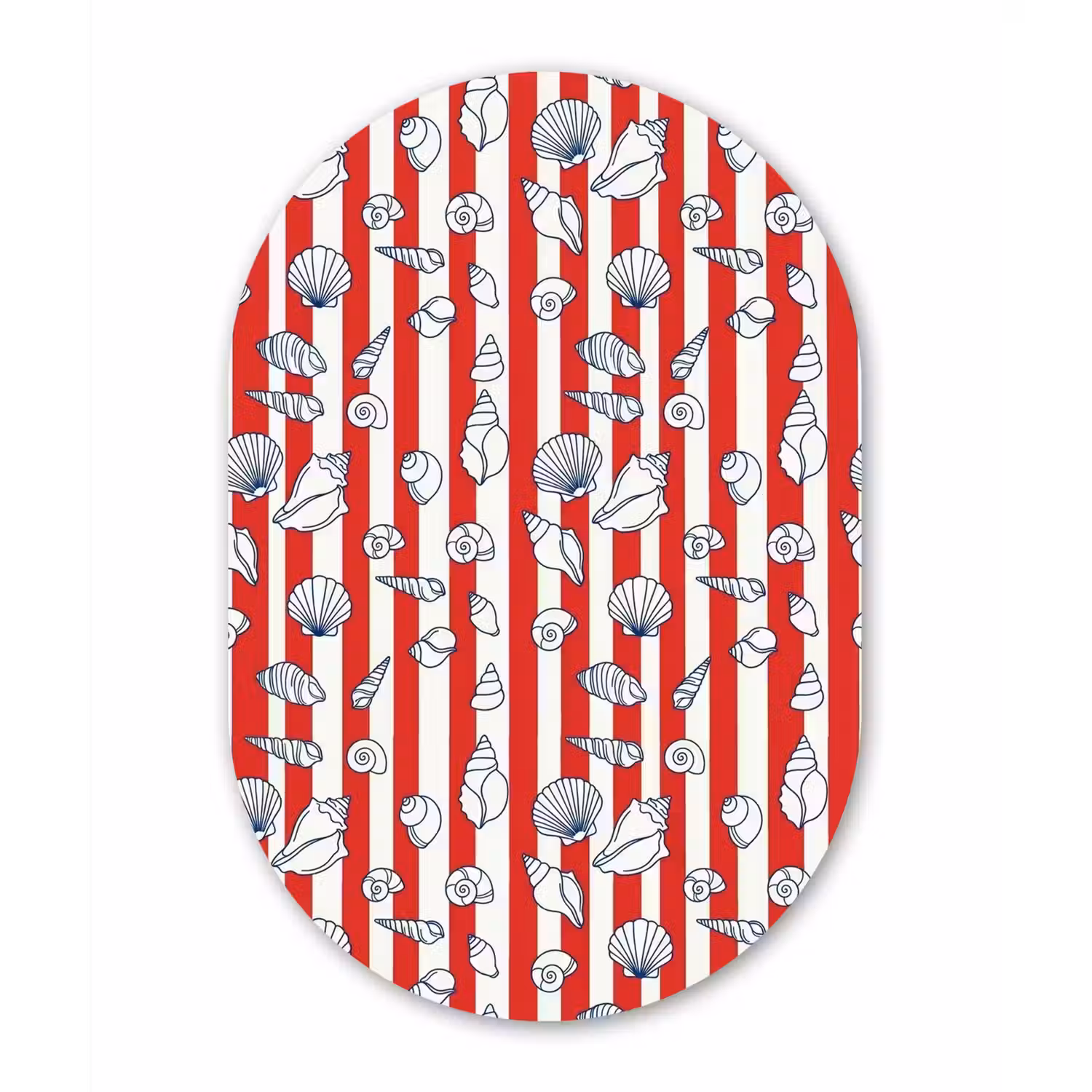 Schelp - Zeedieren - Zomer - Illustratie - Rood - Blauw Wandcirkel Ovaal Aluminium middel -3d
