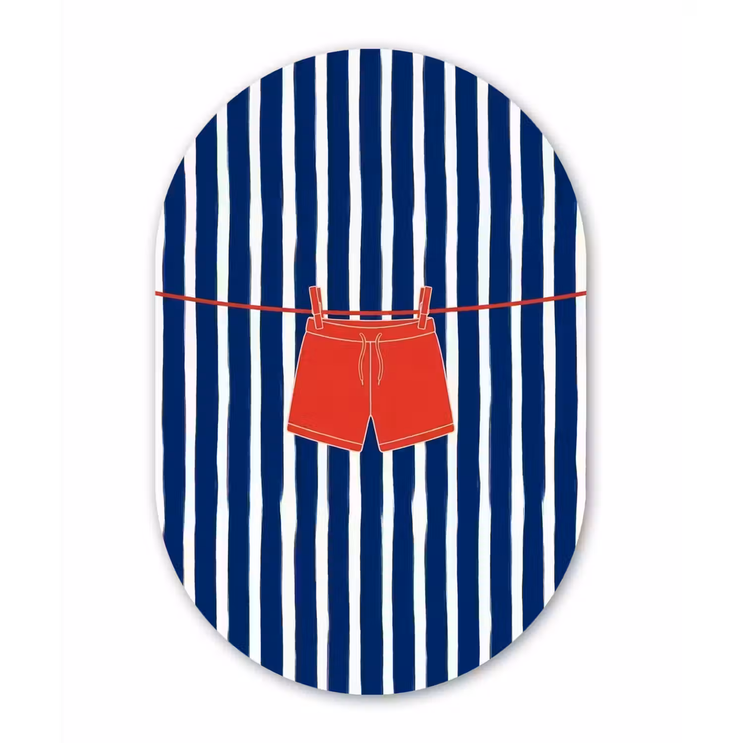 Shorts - Waslijn - Zomer - Illustratie - Rood Wandcirkel Ovaal Aluminium middel -3d