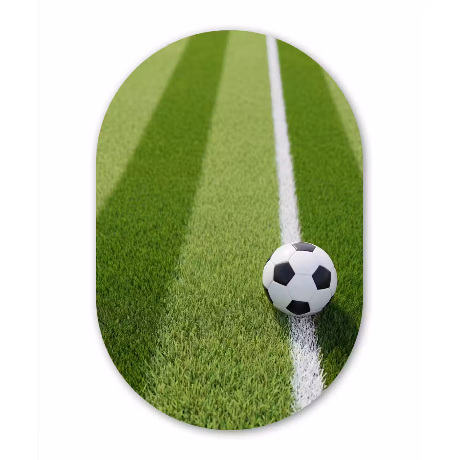 Voetbal - Grasveld - Sport - Groen Wandcirkel Ovaal Aluminium middel -3d