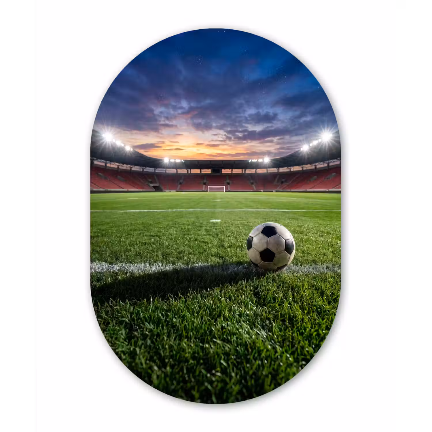 Voetbal - Stadion - Sport - Groen Wandcirkel Ovaal Aluminium middel -3d