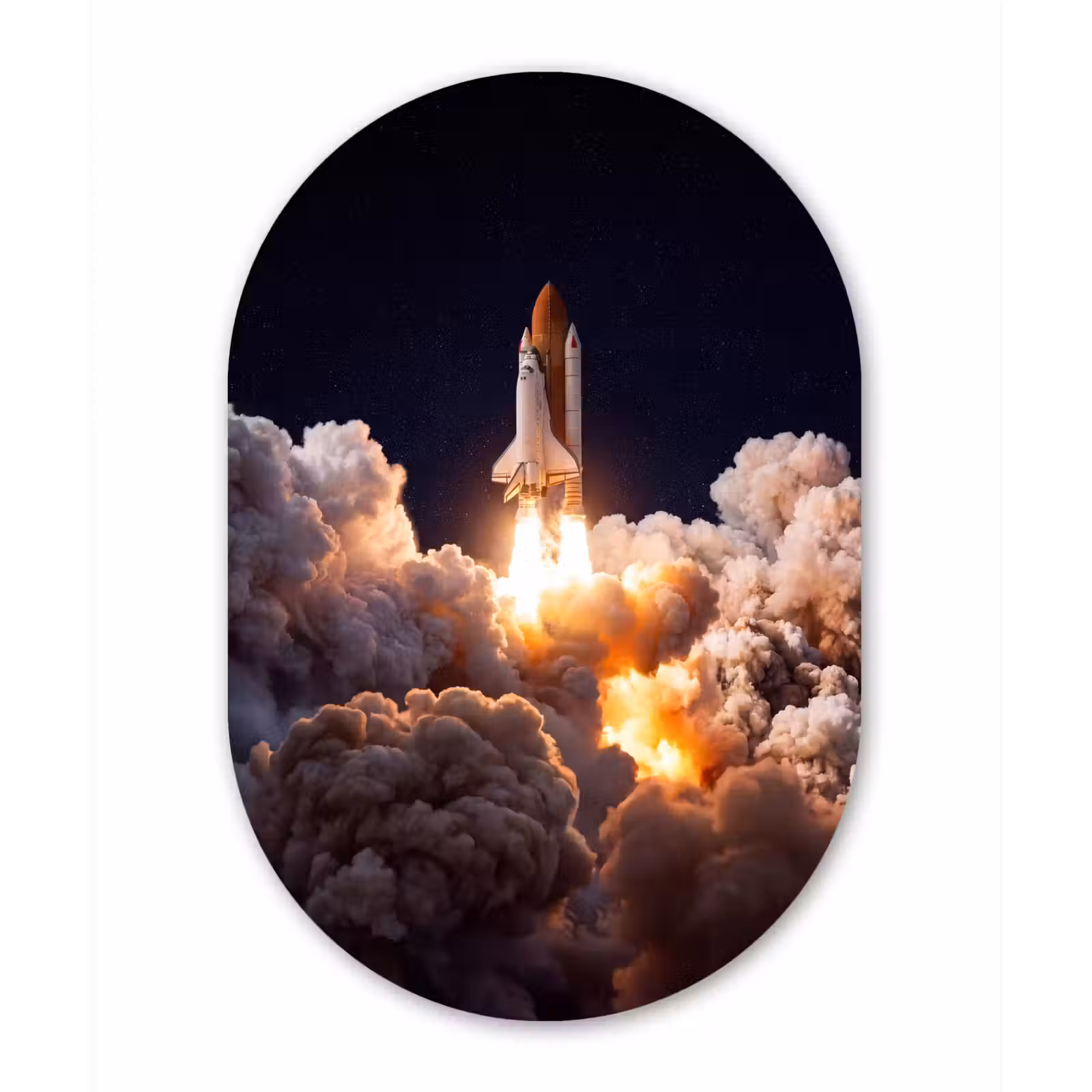 aluminium oval wall art - Spacecraft - Launch - Stars - Ruimtevaartuig - Lancering - Sterren Wandcirkel Ovaal Aluminium middel