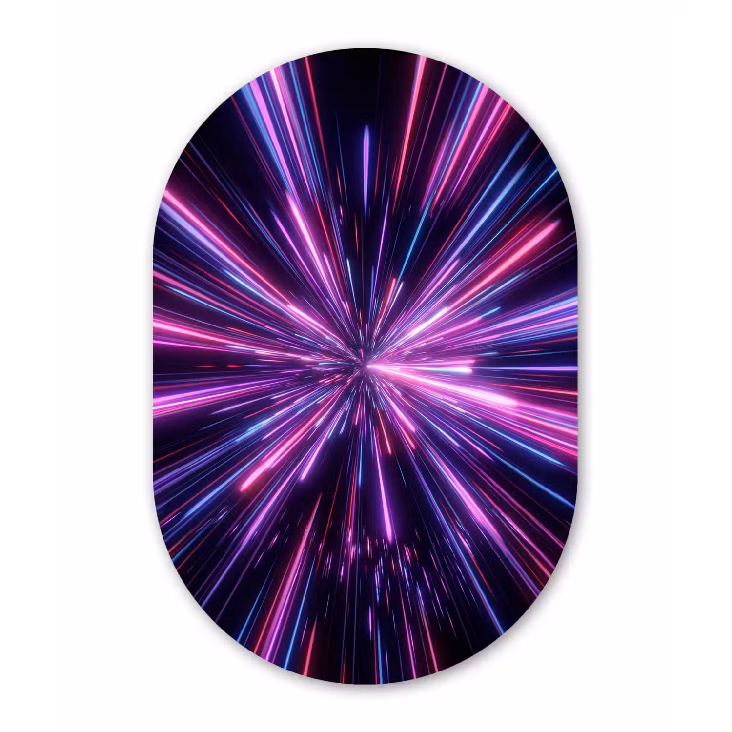 Lichtsnelheid - Ruimte - Roze - Paars Wandcirkel Ovaal Aluminium middel -3d