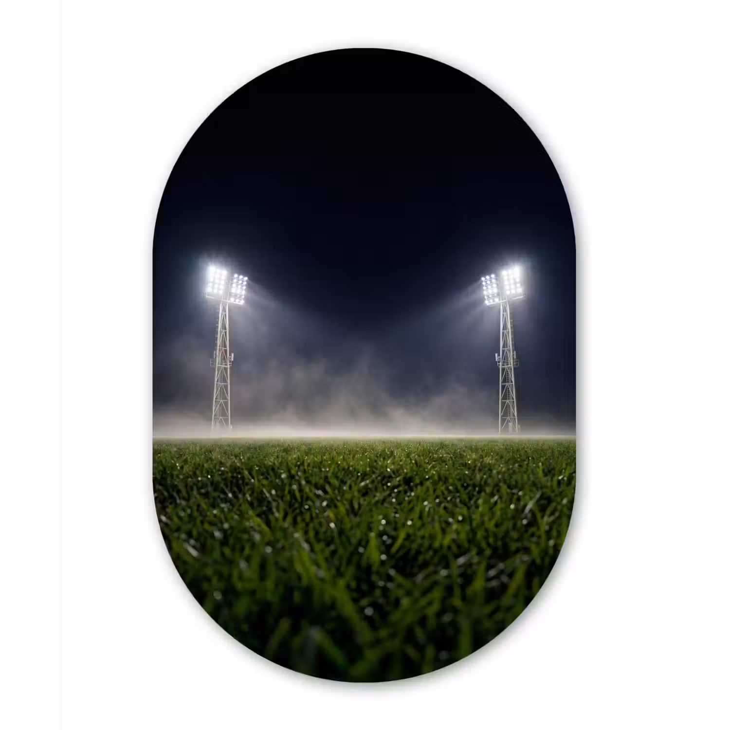 Stadion - Lichtmast - Sport - Nacht Wandcirkel Ovaal Aluminium middel -3d