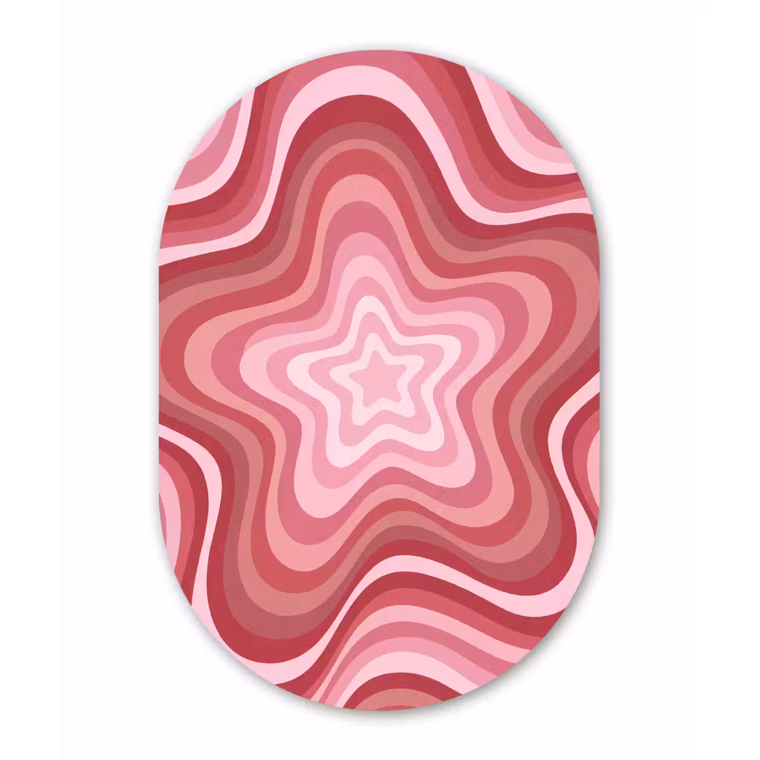 Ster - Golvend - Abstract - Roze Wandcirkel Ovaal Aluminium middel -3d