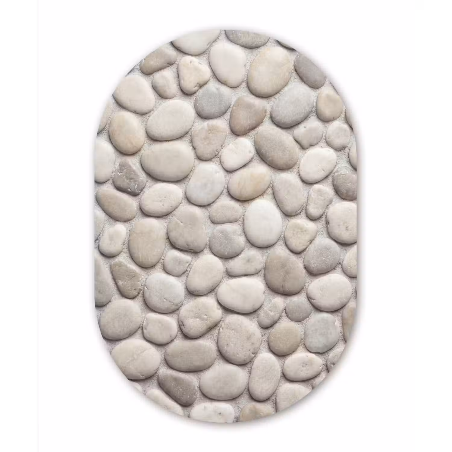 Steen - Kiezel - Natuur - Minimalistisch - Beige Wandcirkel Ovaal Aluminium middel -3d