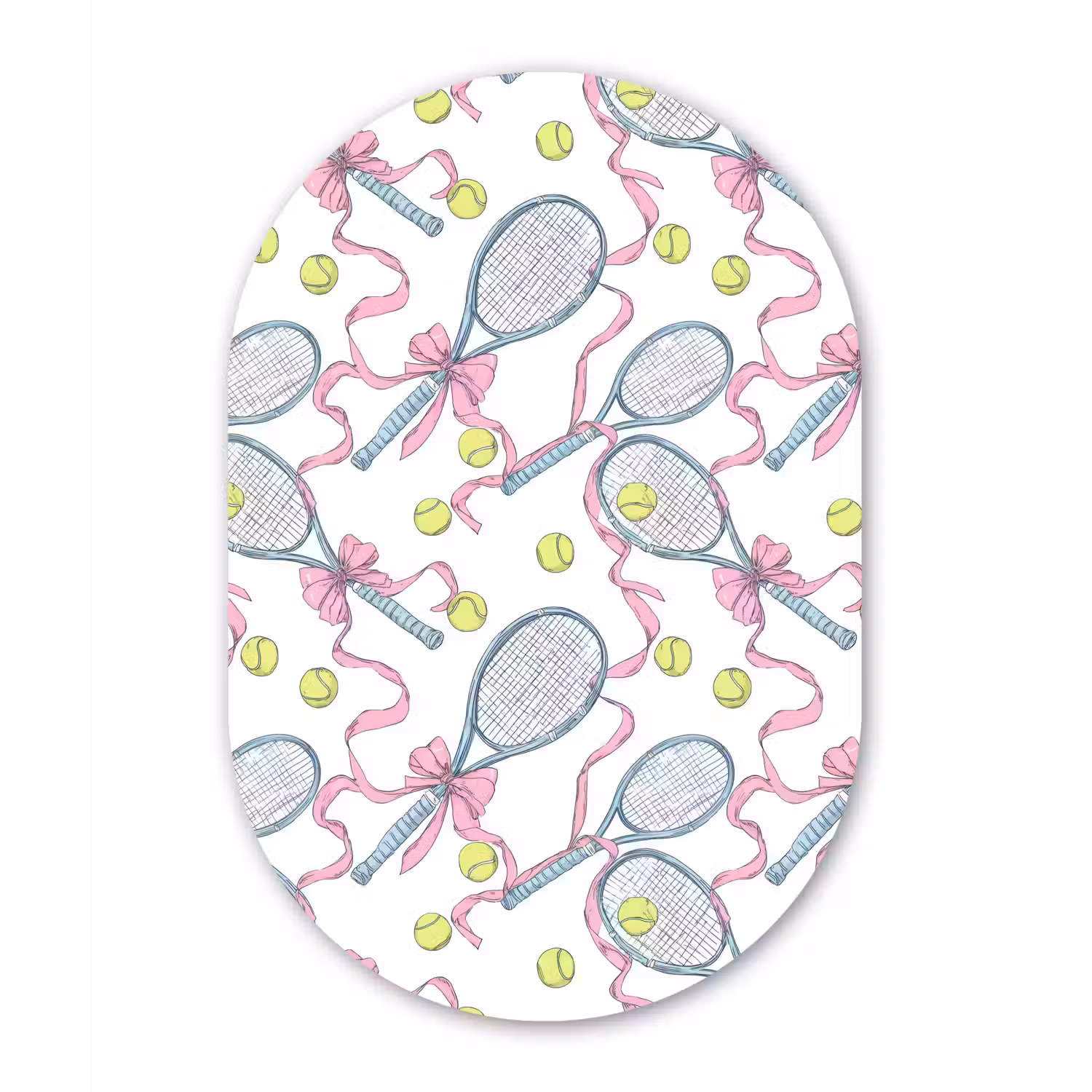 Tennis - Strikken - Kleurrijk Wandcirkel Ovaal Aluminium middel 839 -3d