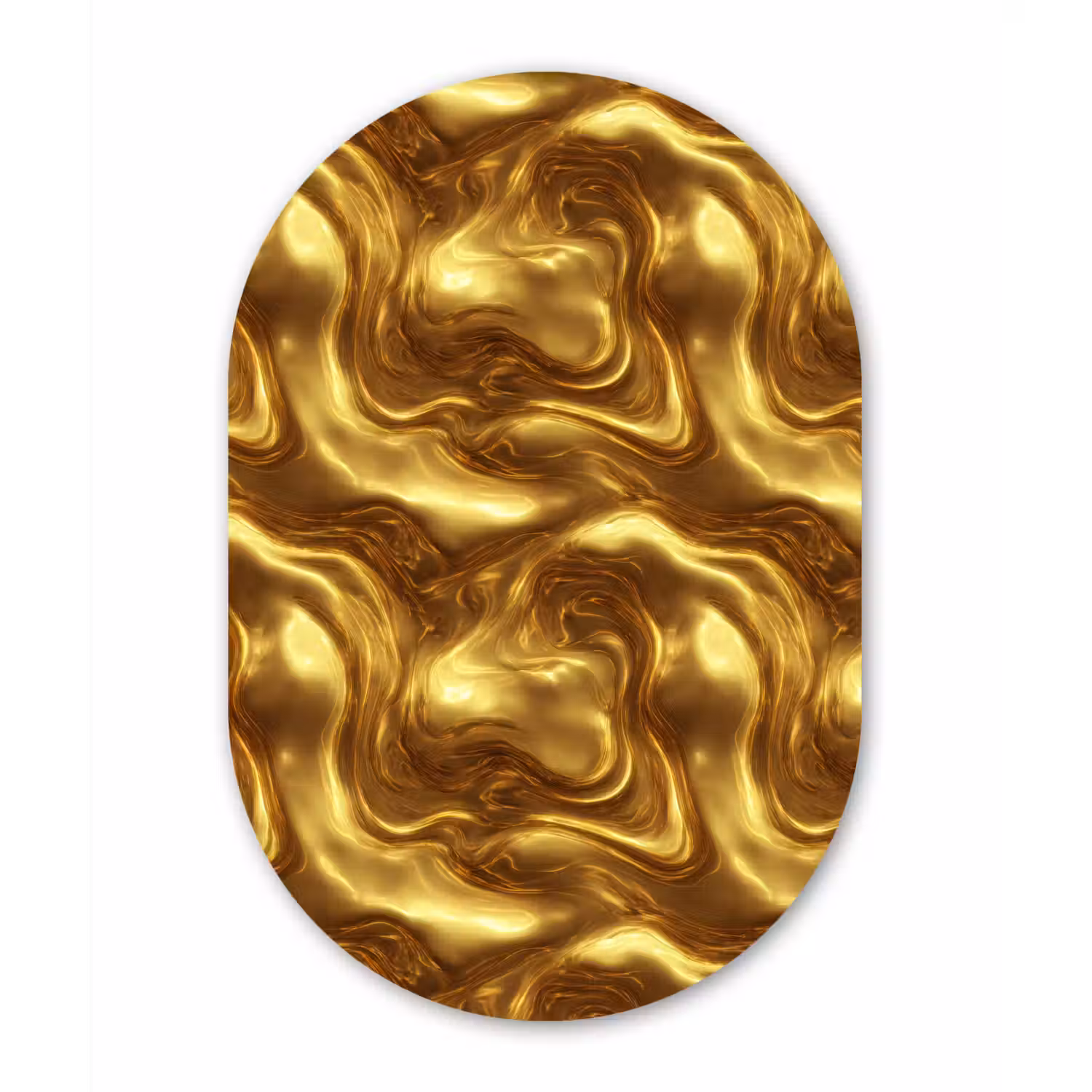 Textuur - Vloeibaar - Organisch - Goud Wandcirkel Ovaal Aluminium middel 839 -3d