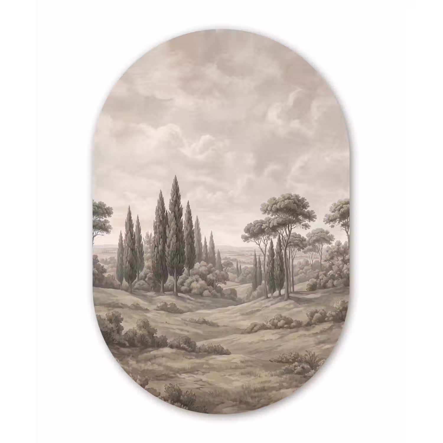 Vallei - Bos - Natuur - Groen Wandcirkel Ovaal Aluminium middel -3d