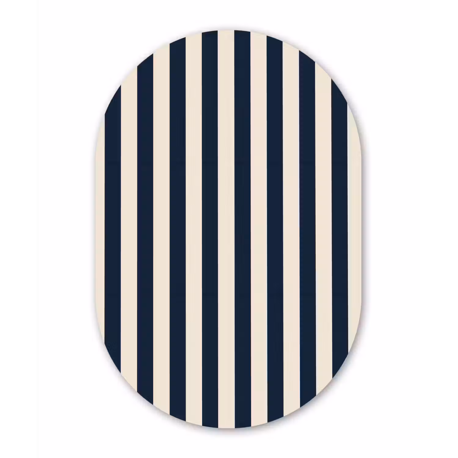 Verticale strepen - Blauw - Crème Wandcirkel Ovaal Aluminium middel 839 -3d