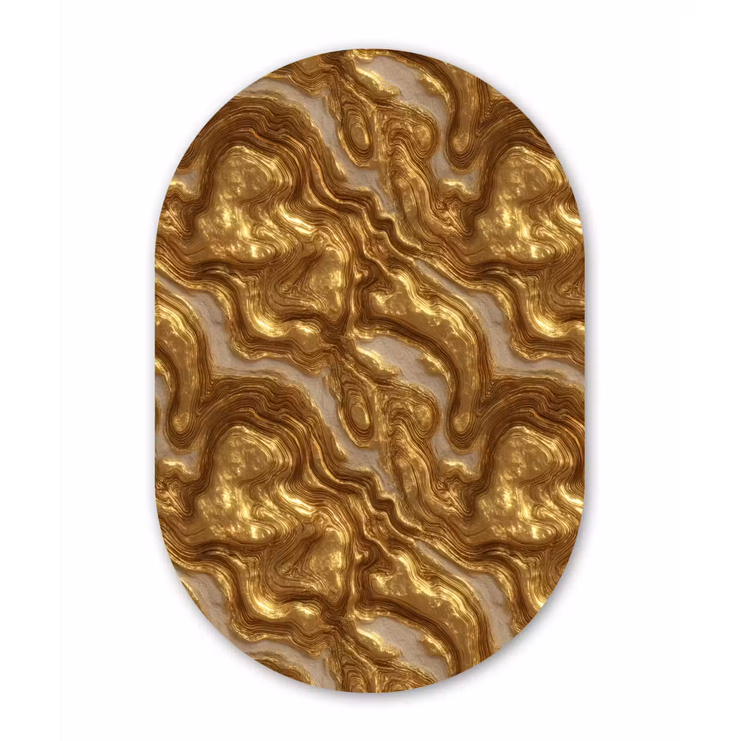 Golven - Organisch - Goud - Crème Wandcirkel Ovaal Aluminium middel 839 -3d