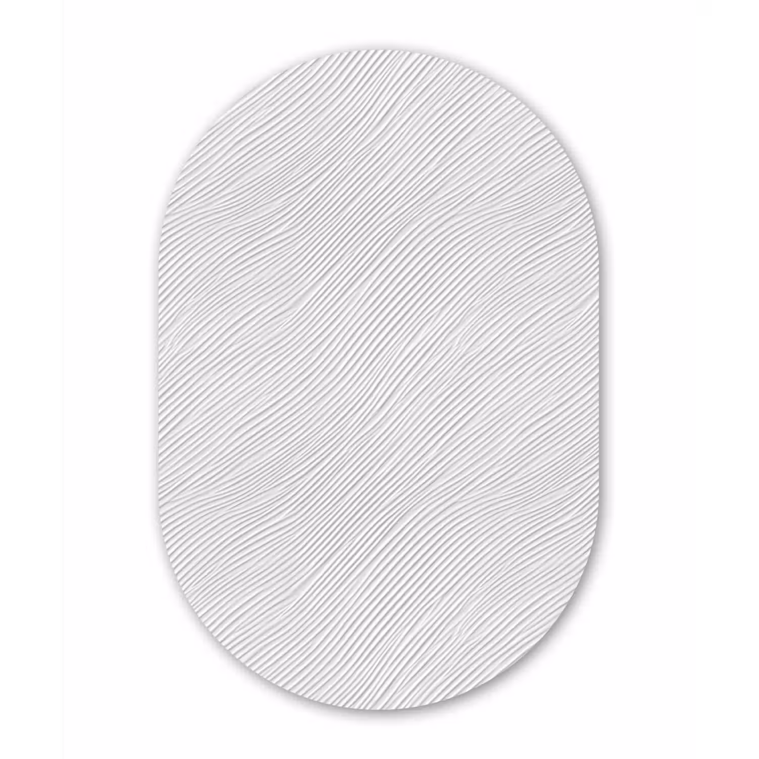 Golven - Ribbels - Wit Wandcirkel Ovaal Aluminium middel 839 -3d