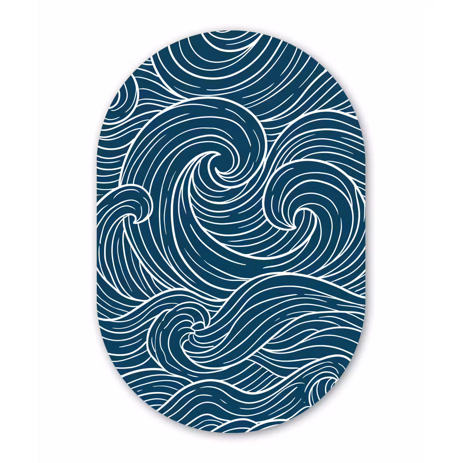Golven - Spiraal - Water - Abstract - Blauw Wandcirkel Ovaal Aluminium middel -3d