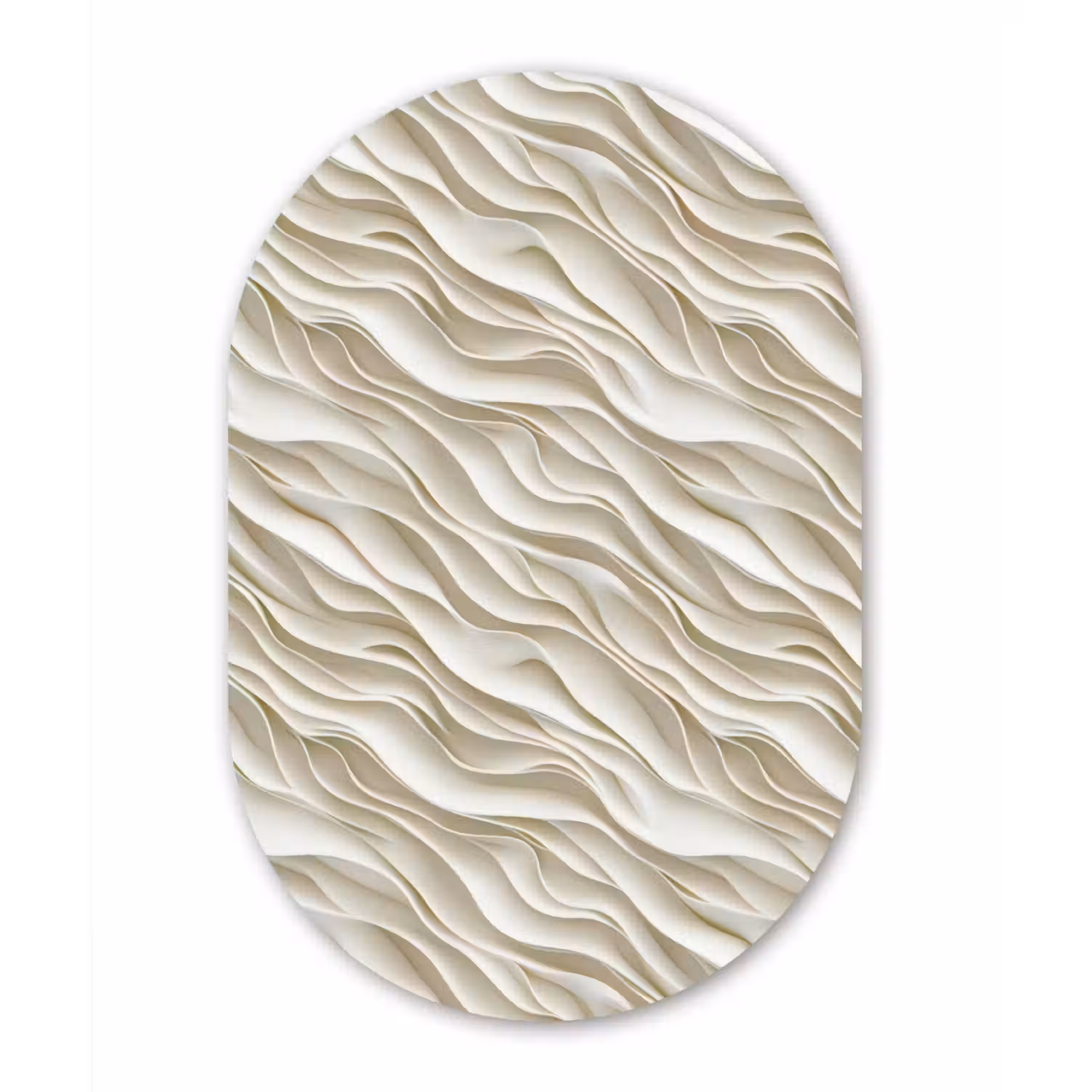 Golven - Wit - Minimalistisch Wandcirkel Ovaal Aluminium middel 839 -3d