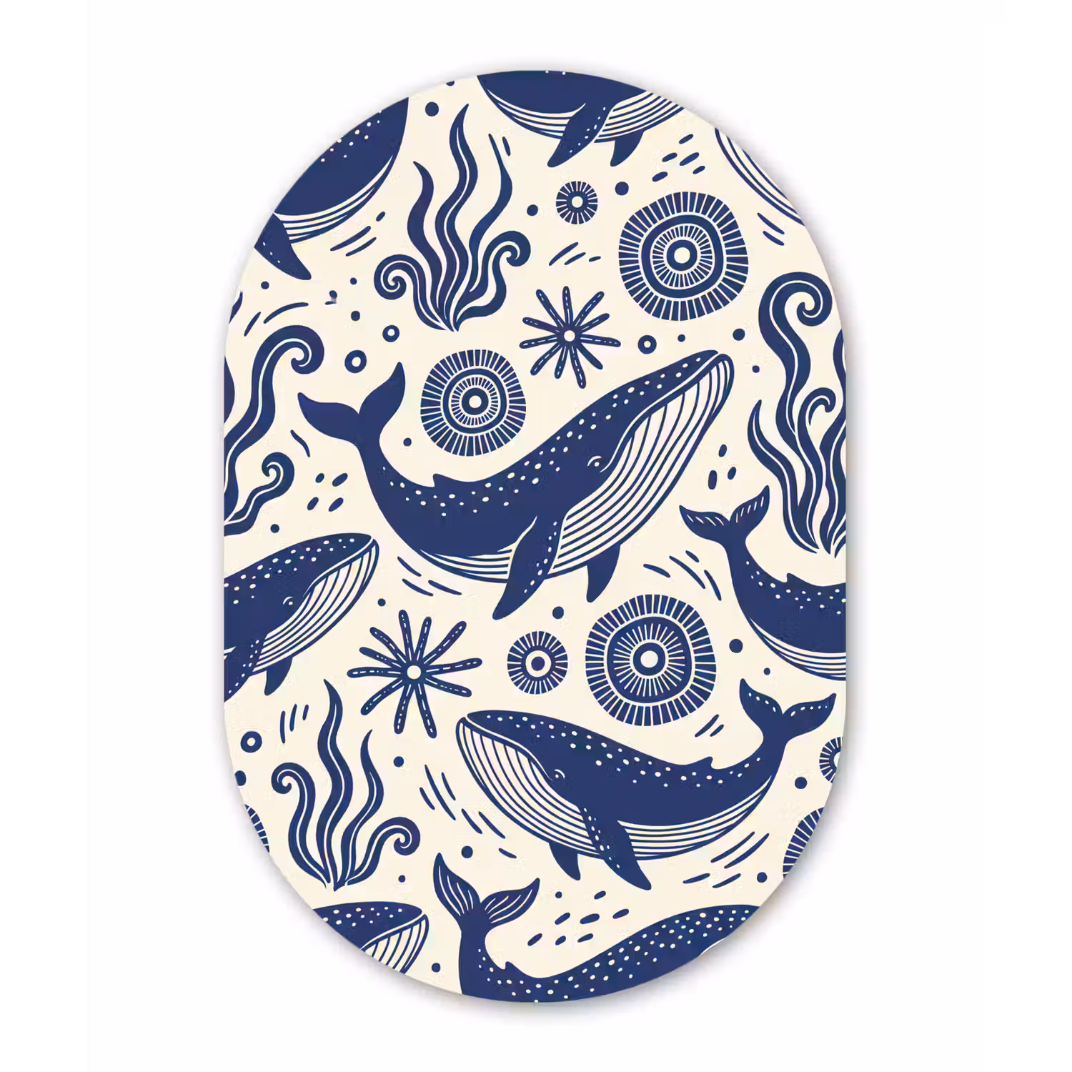 Walvis - Onderwater - Dieren - Abstract - Blauw Wandcirkel Ovaal Aluminium middel -3d