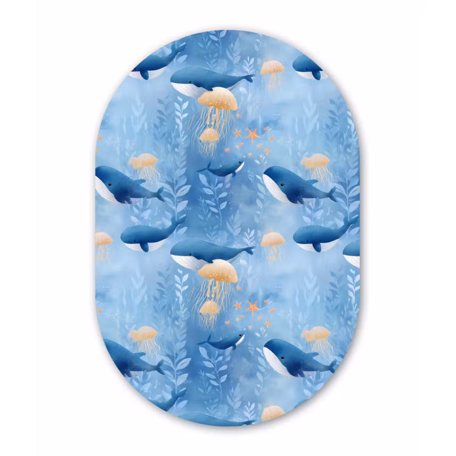 Walvissen - Oceaan - Blauw Wandcirkel Ovaal Aluminium middel 839 -3d