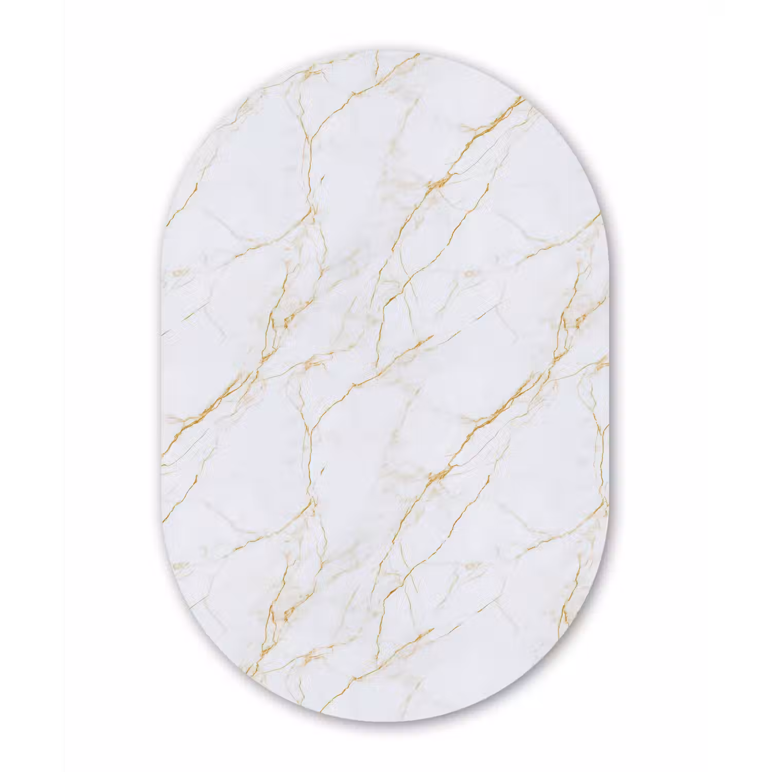 Wit - Marmer - Goud - Luxueus Wandcirkel Ovaal Aluminium middel 839 -3d