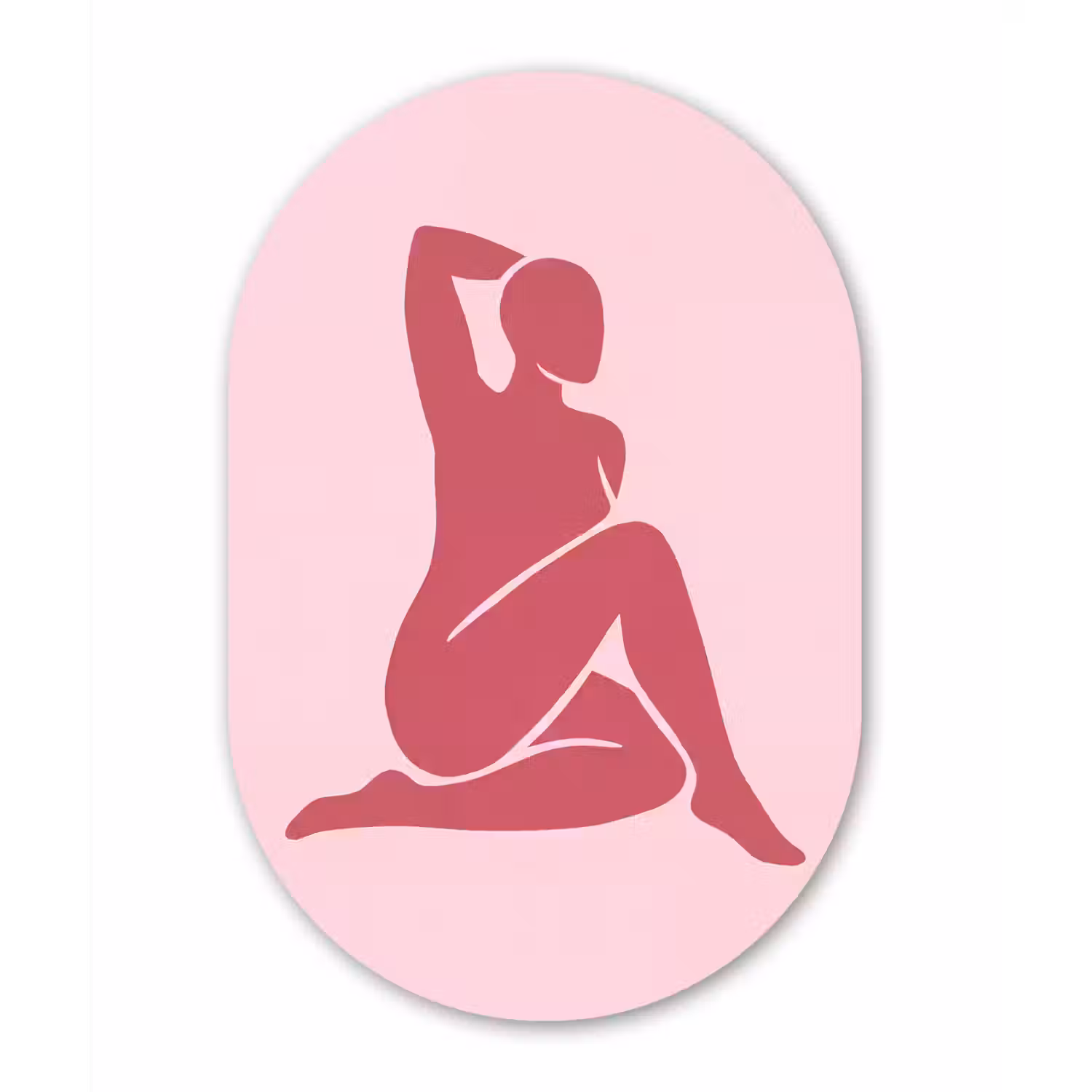 Vrouw - Silhouet - Abstract - Modern - Roze Wandcirkel Ovaal Aluminium middel -3d