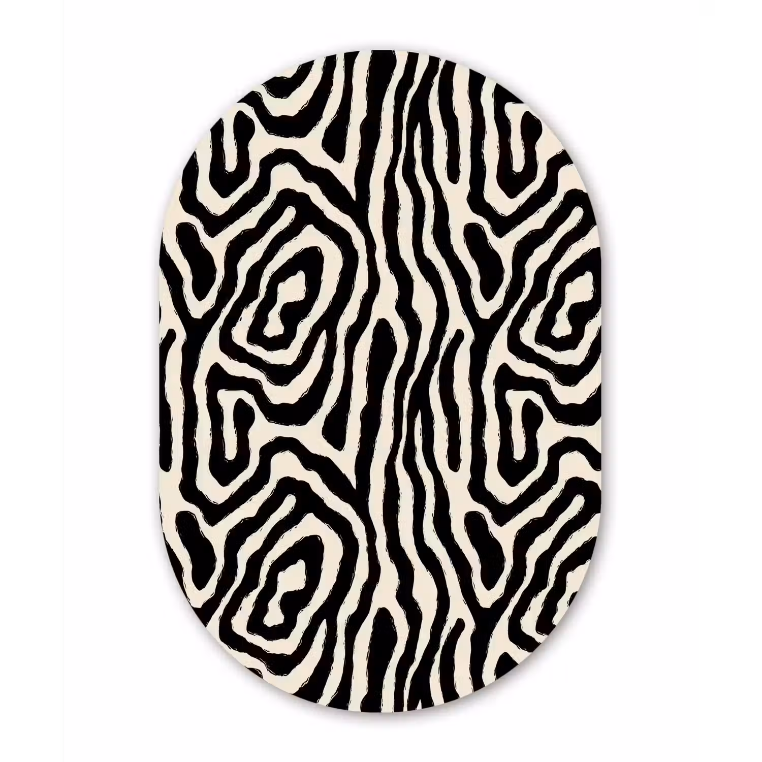 Zebra - Zwart - Abstract Wandcirkel Ovaal Aluminium middel 839 -3d