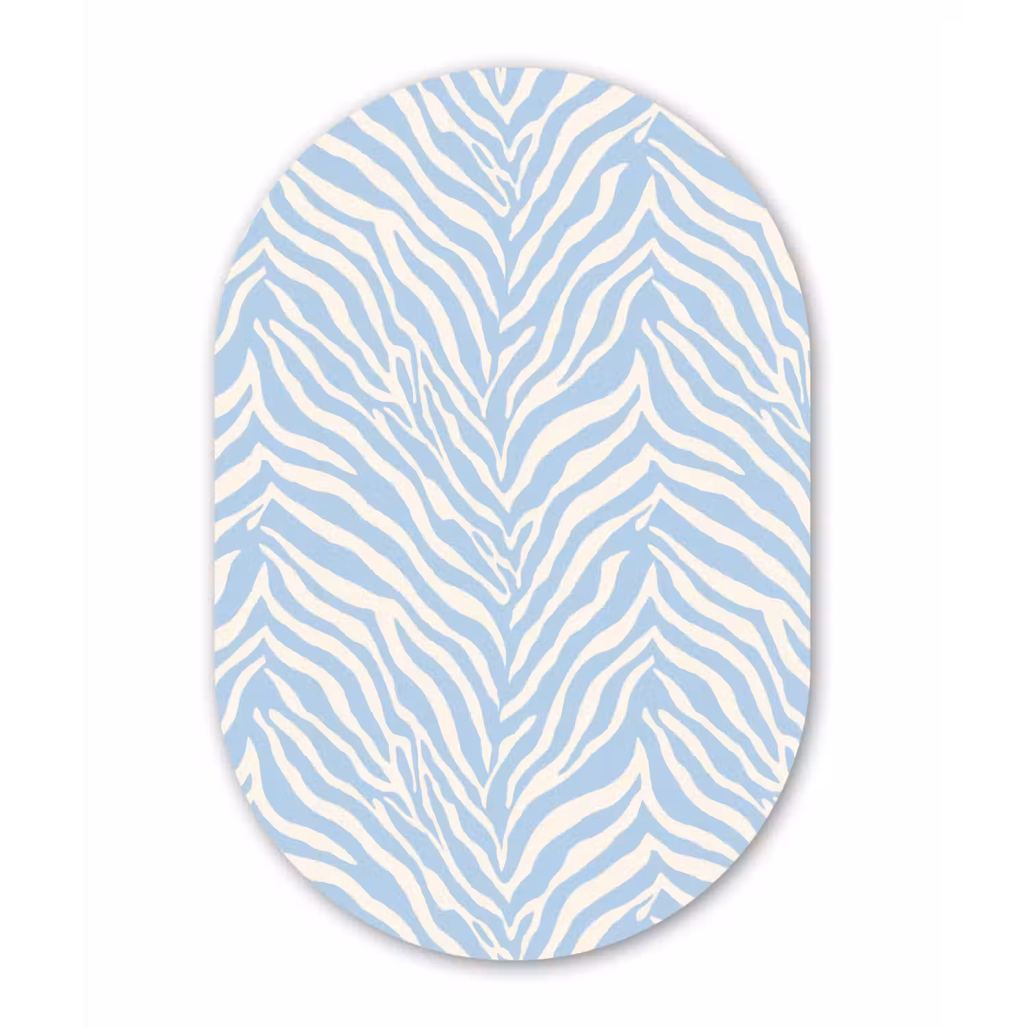 Zebra - Motief - Blauw - Wit Wandcirkel Ovaal Aluminium middel 839 -3d