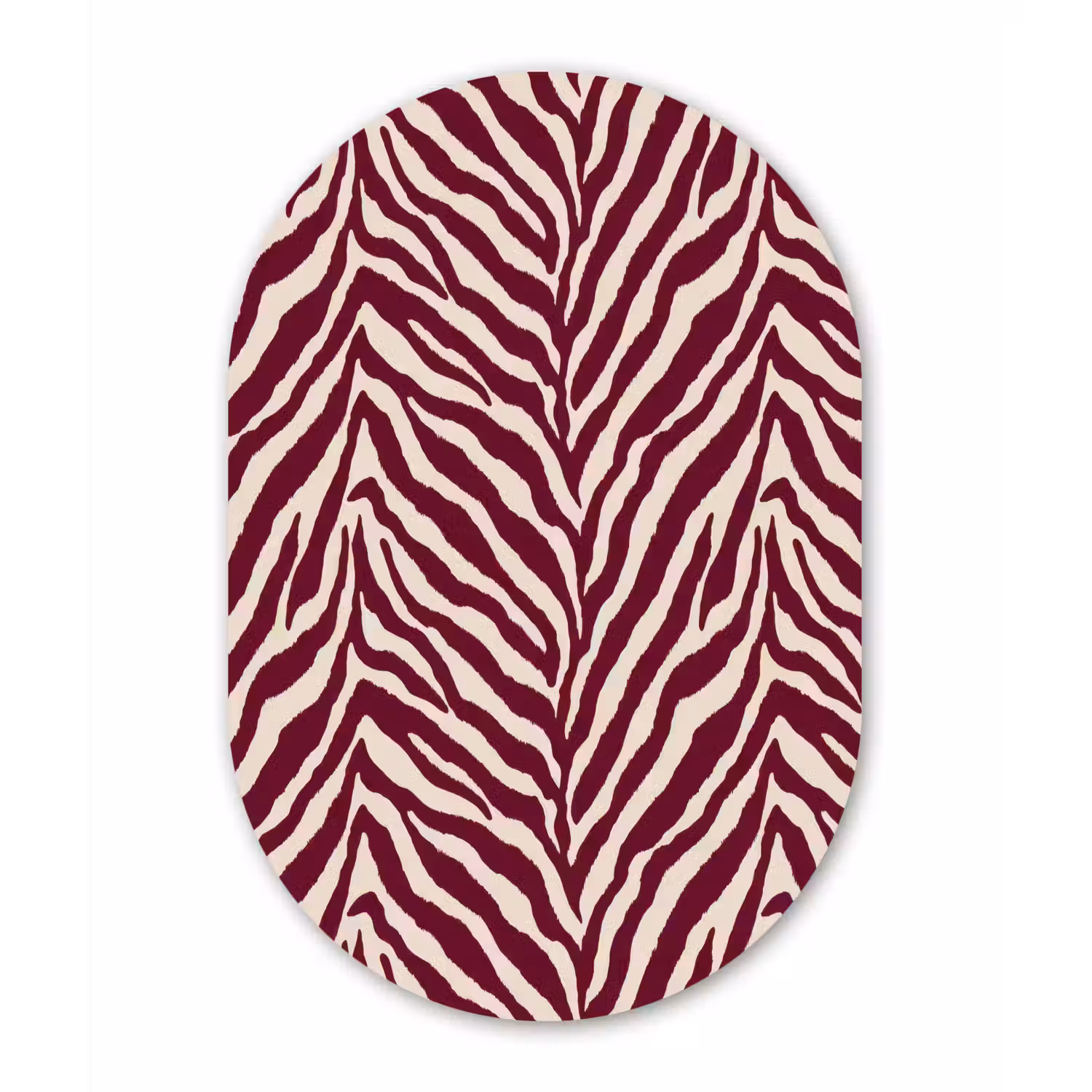 Zebra - Motief - Bordeaux - Rood Wandcirkel Ovaal Aluminium middel 839 -3d