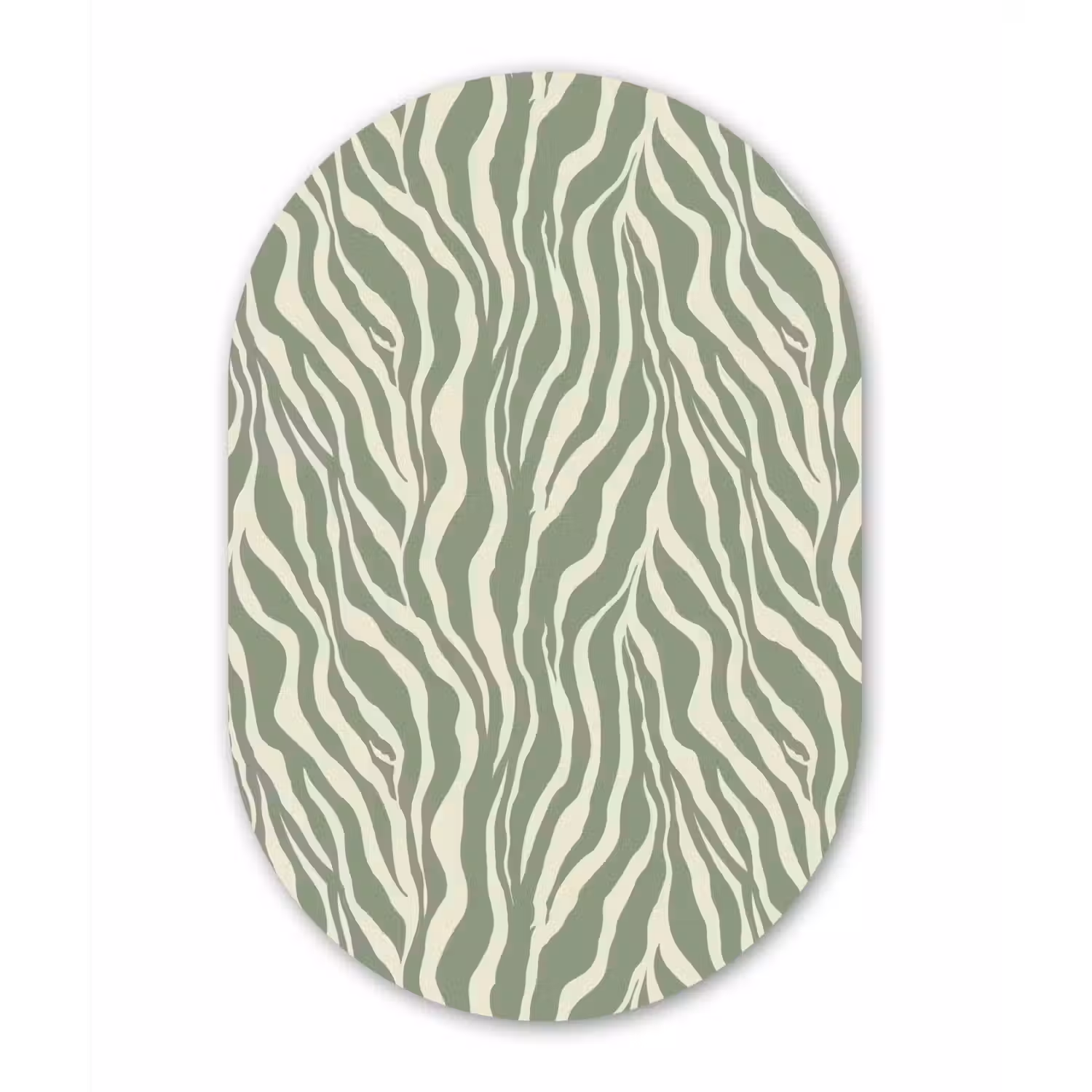 Zebra - Motief - Groen Wandcirkel Ovaal Aluminium middel 839 -3d