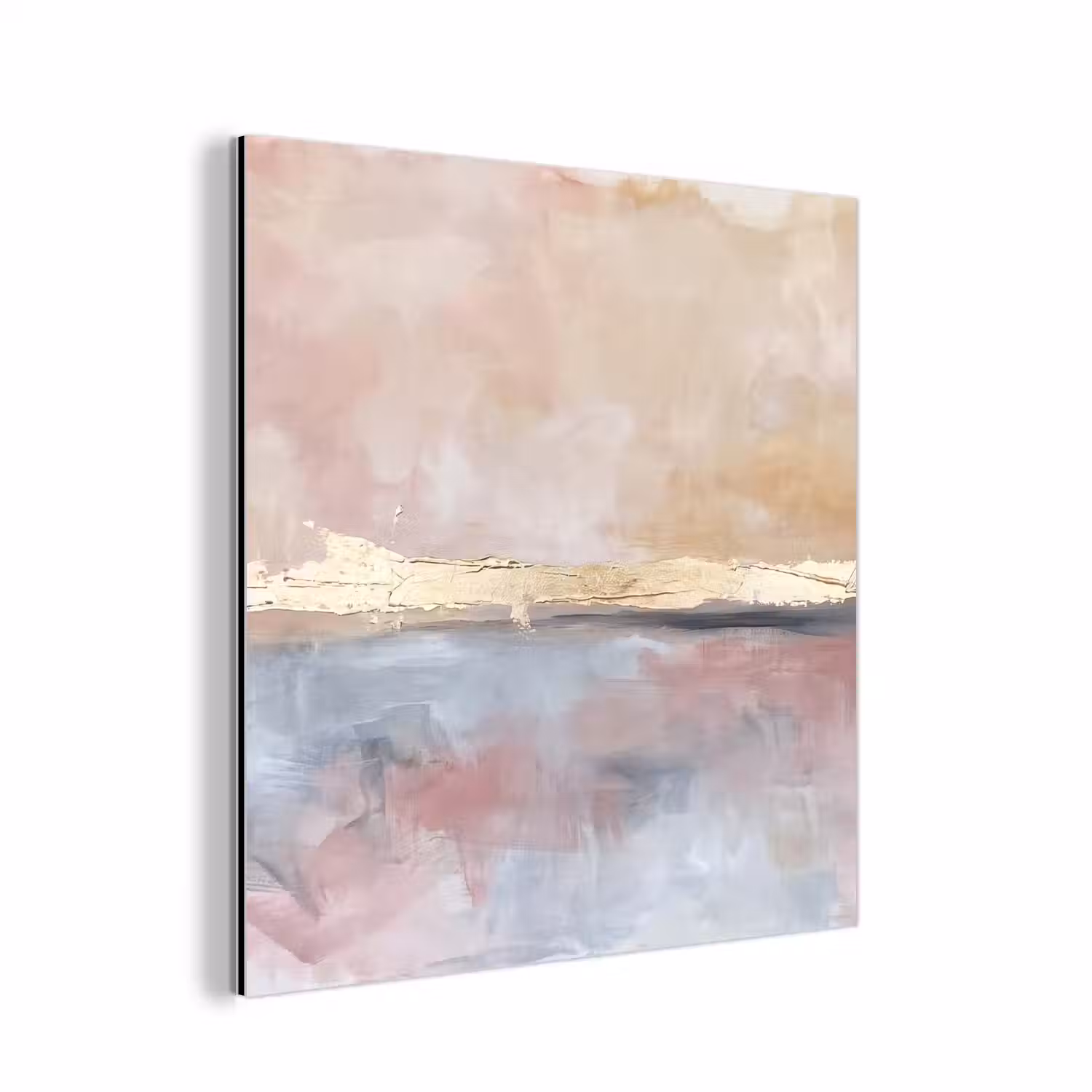 Abstract - Horizontaal - Kunst - Roze - Goud aluminium wit klein -3d