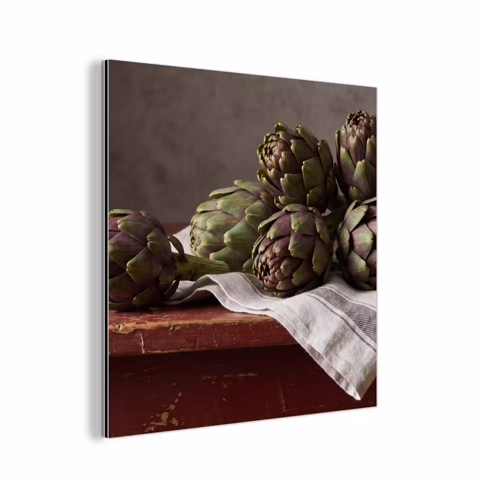 aluminium wall art - Artichoke - Food - Rustic - Artisjok - Eten - Rustiek aluminium wit klein