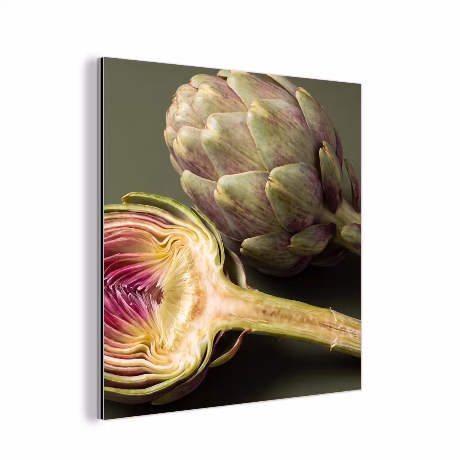 aluminium wall art - Artichoke - Purple - Food - Artisjok - Paars - Voedsel aluminium wit klein