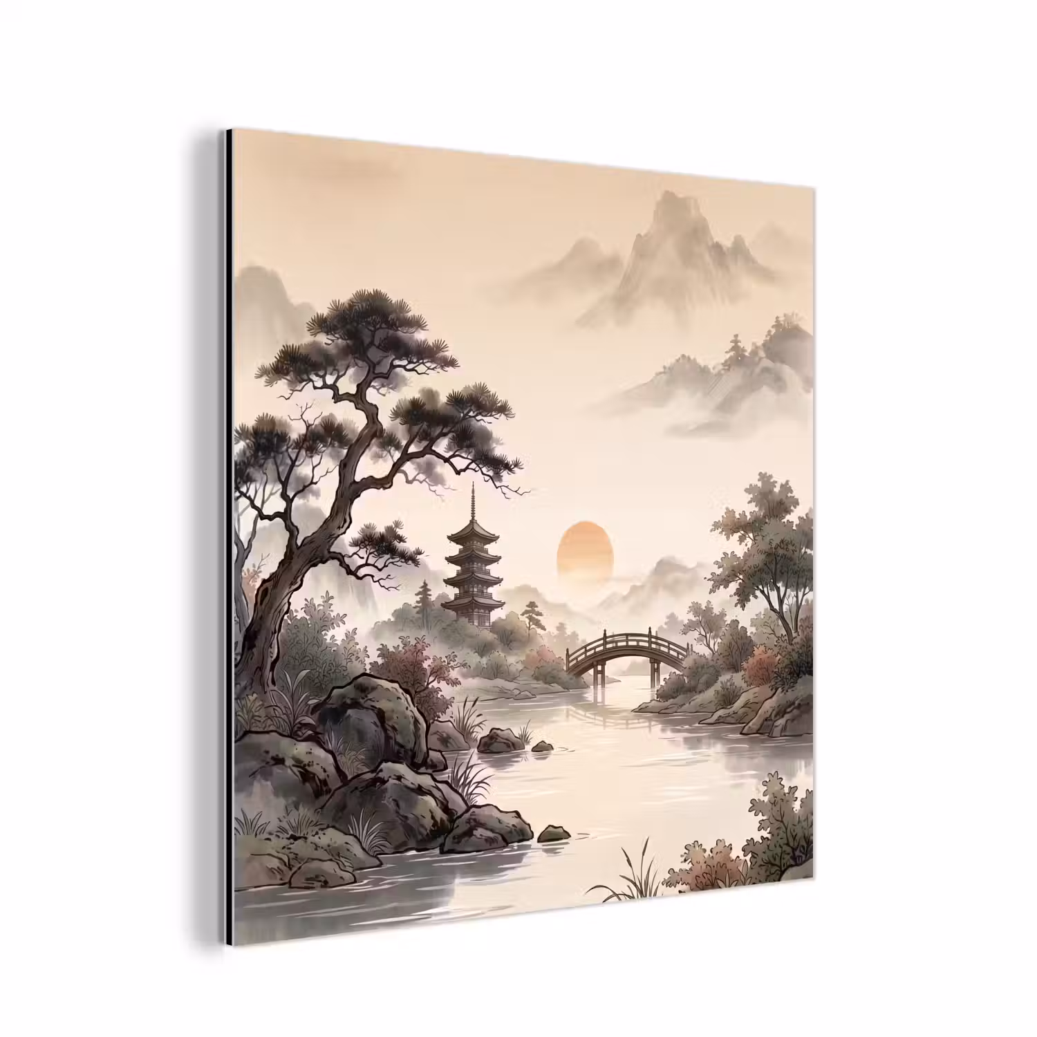 Azië - Landschap - Kleurrijk aluminium wit klein -3d