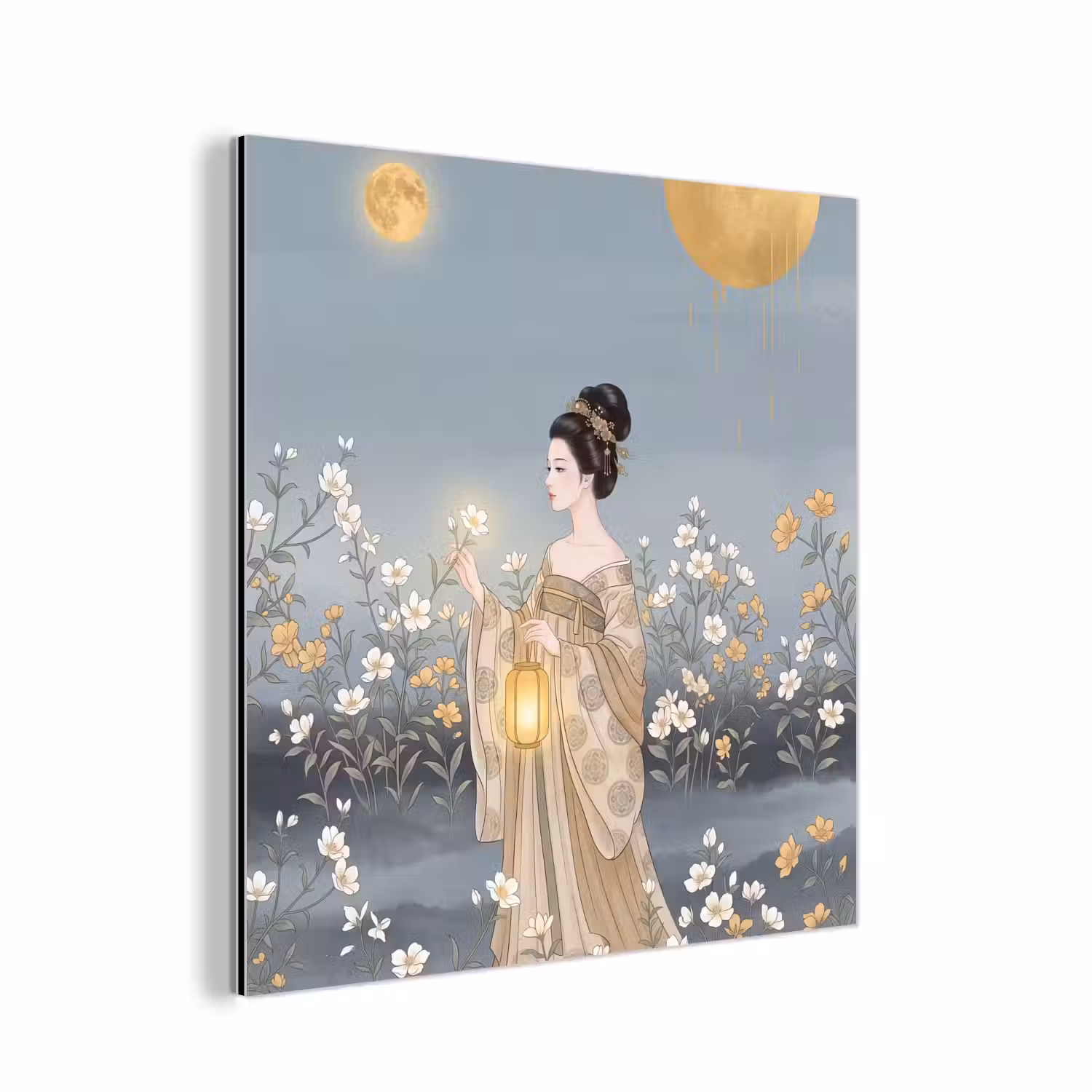 Aziatisch - Vrouw - Kimono aluminium wit klein -3d