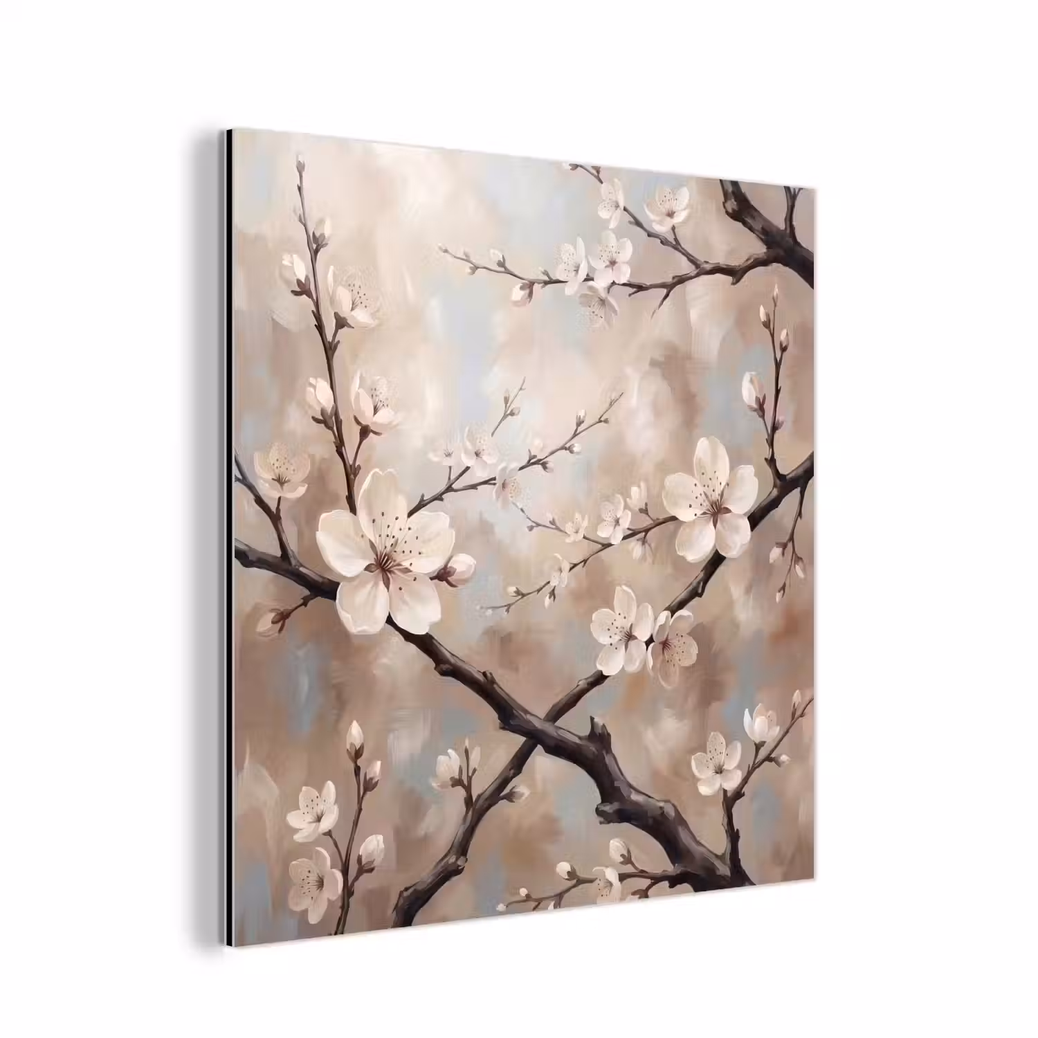 Bloesem - Takken - Schilderij - Beige - Serene aluminium wit klein -3d