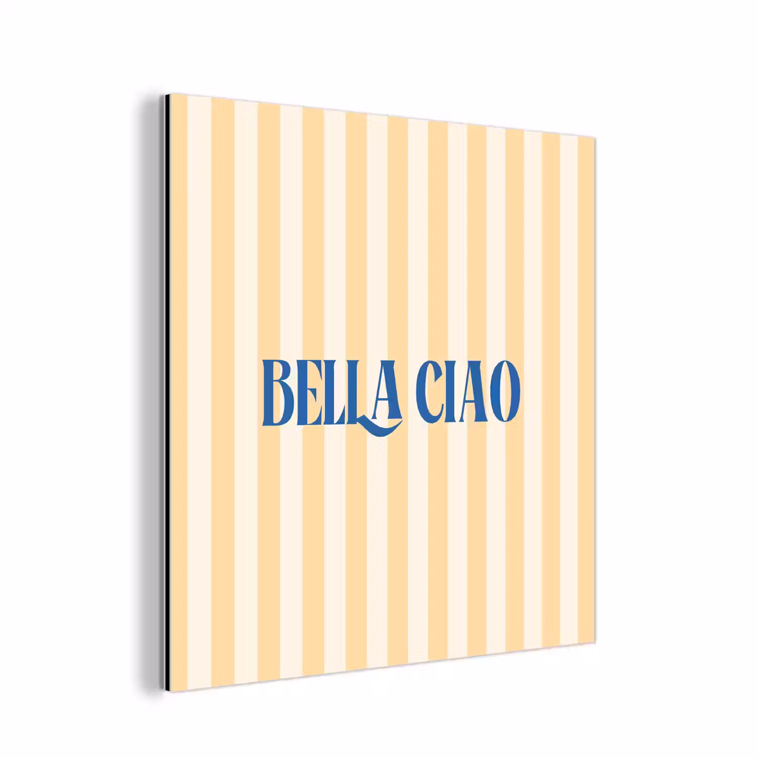 Blauw - Geel - Strepen - Bella Ciao aluminium wit klein -3d