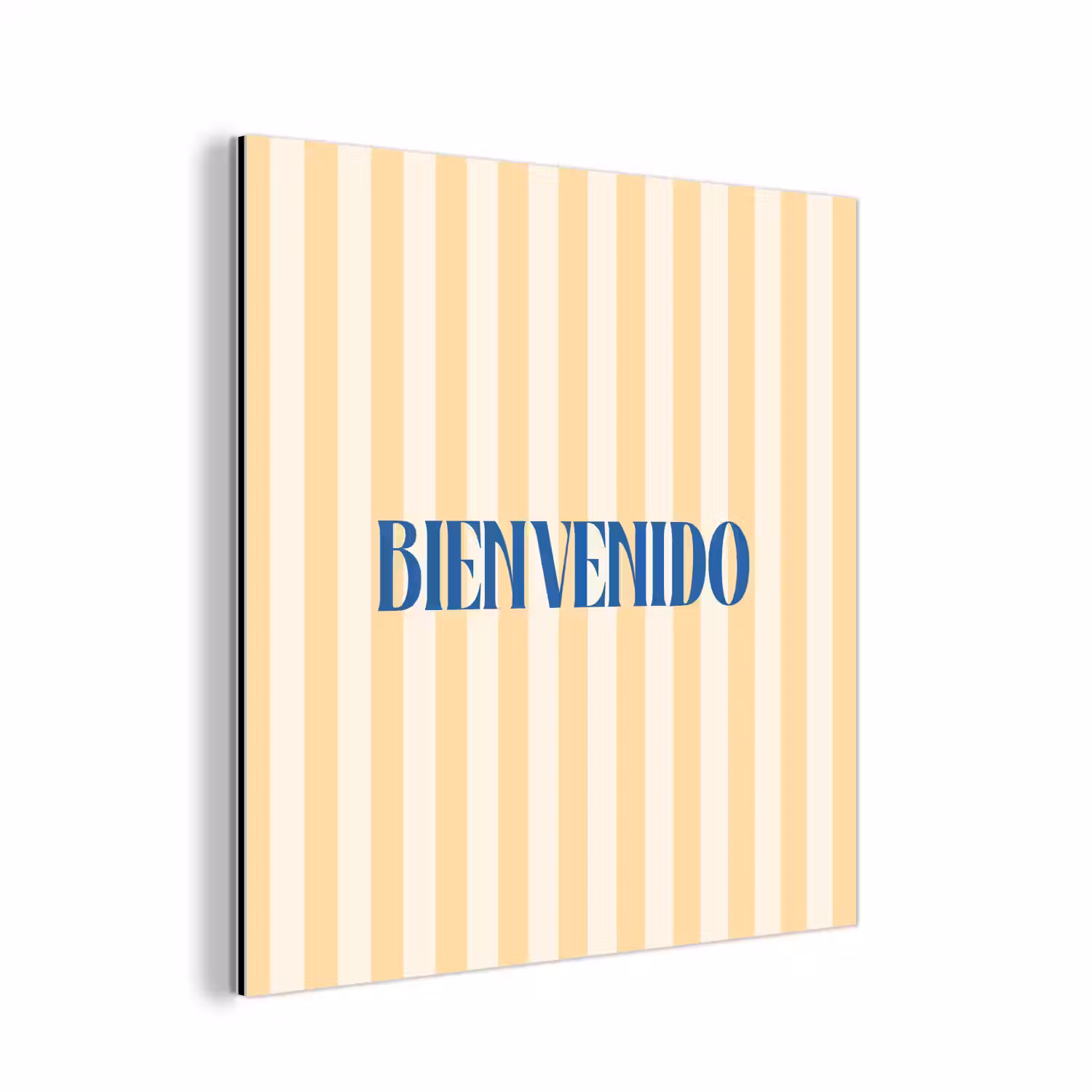 Blauw - Geel - Strepen - Bienvenido aluminium wit klein -3d