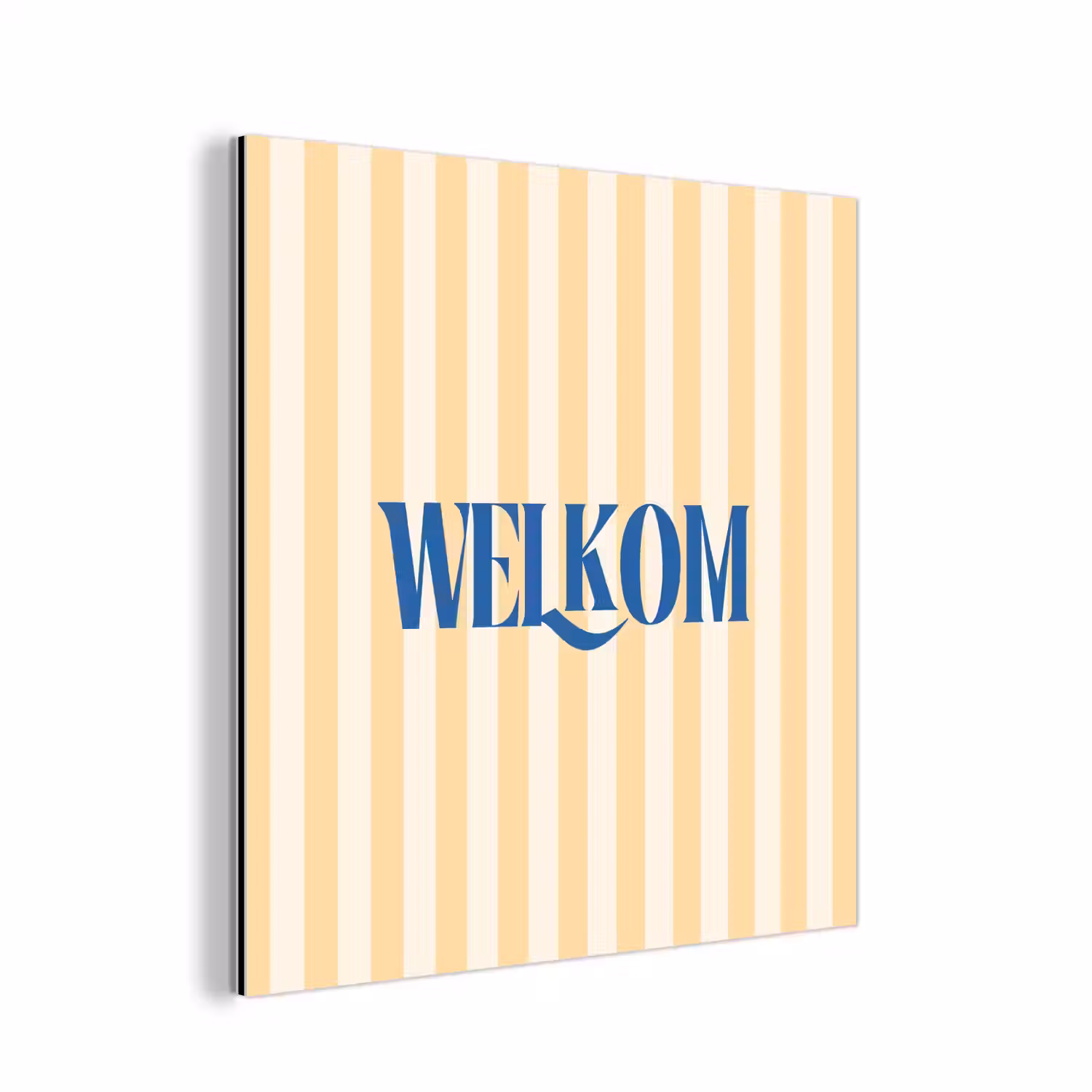Blauw - Geel - Strepen - Welkom aluminium wit klein -3d