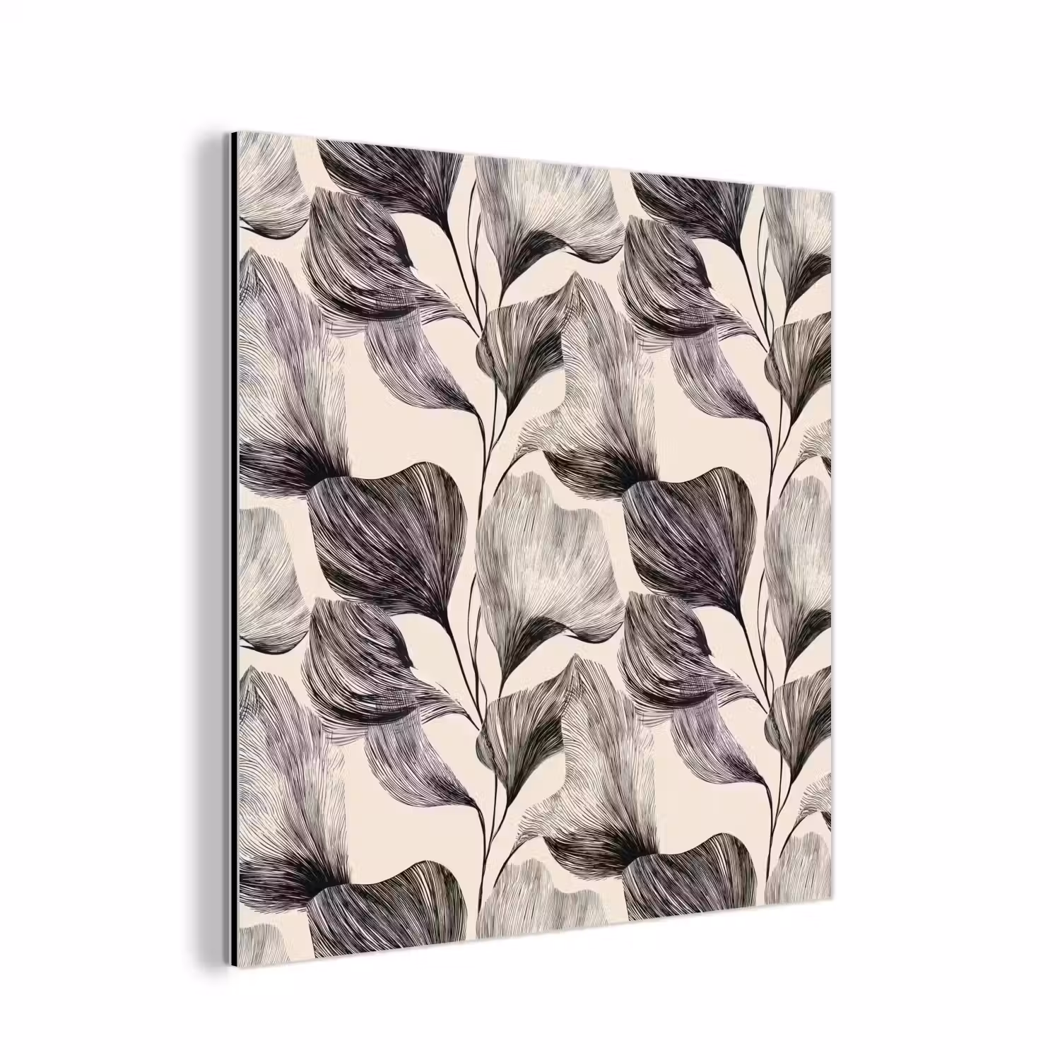 Botanisch - Bladeren - Zwart aluminium wit klein 46 -3d