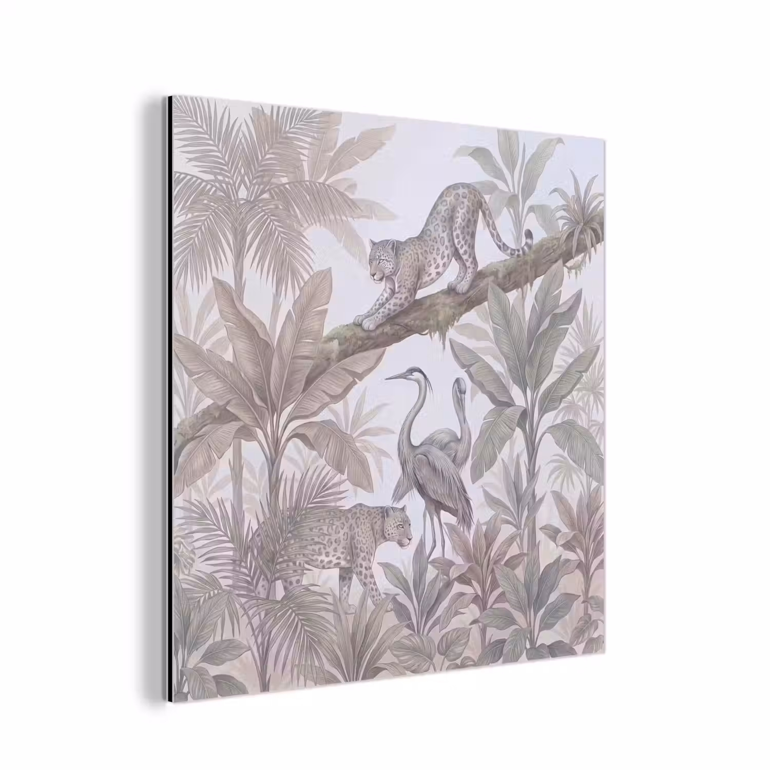 Kat - Vogel - Jungle - Illustratie - Dieren aluminium wit klein -3d