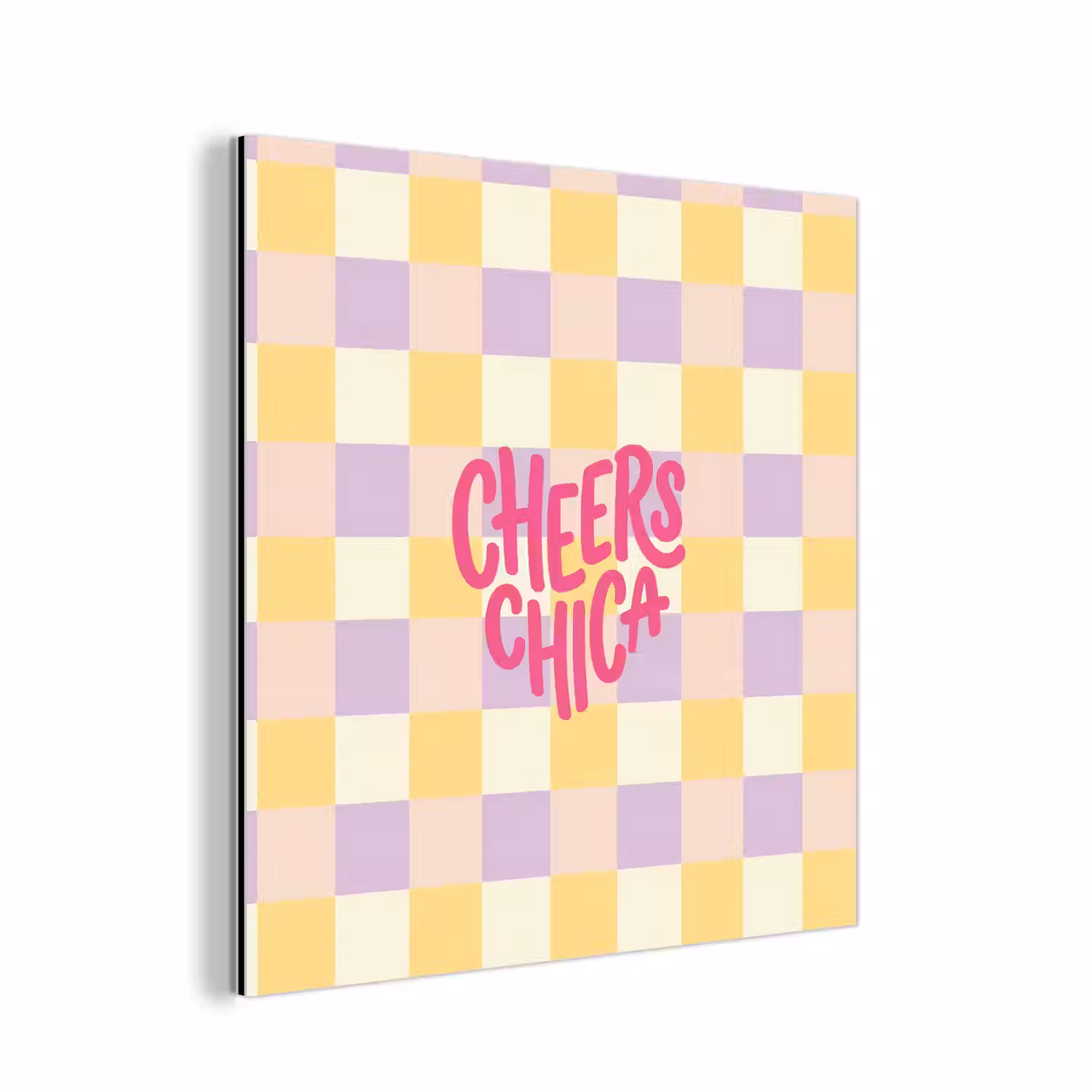 Cheers Chica - Ruitjes - Lila - Geel aluminium wit klein -3d