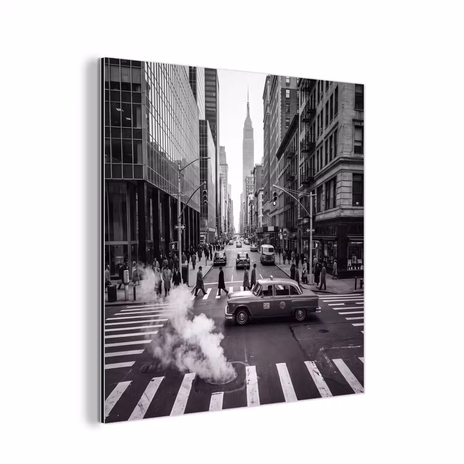 Stad - Straat - Gebouwen - Verkeer - Zwart-wit aluminium wit klein -3d