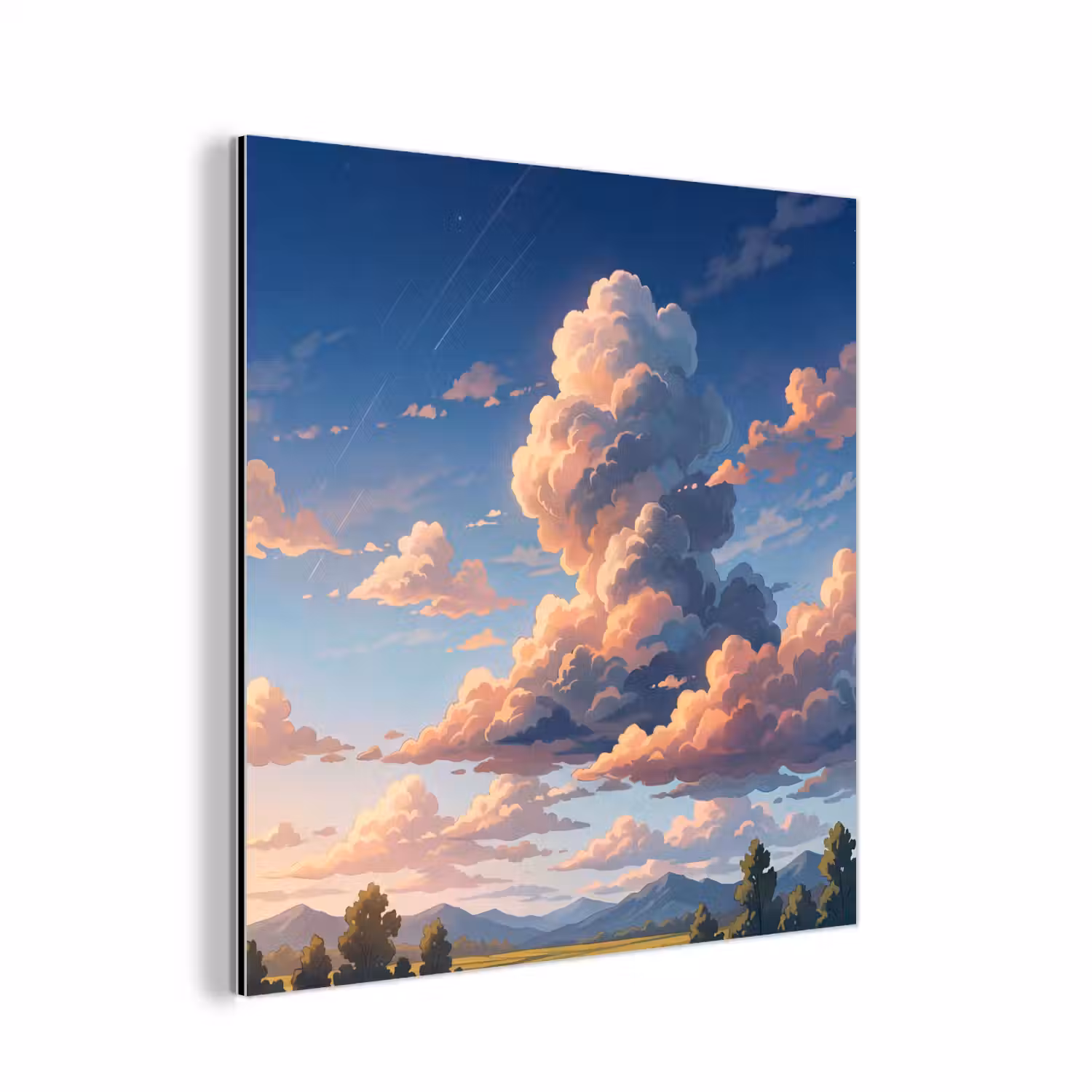 Wolken - Daghemel - Natuur - Illustratie - Oranje aluminium wit klein -3d